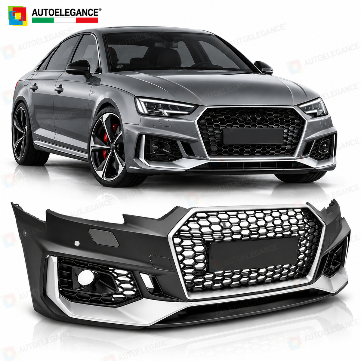 PARAURTI ANTERIORE STILE SPORT ADATTO PER AUDI A4 B9 08.15-19 LOOK RS4