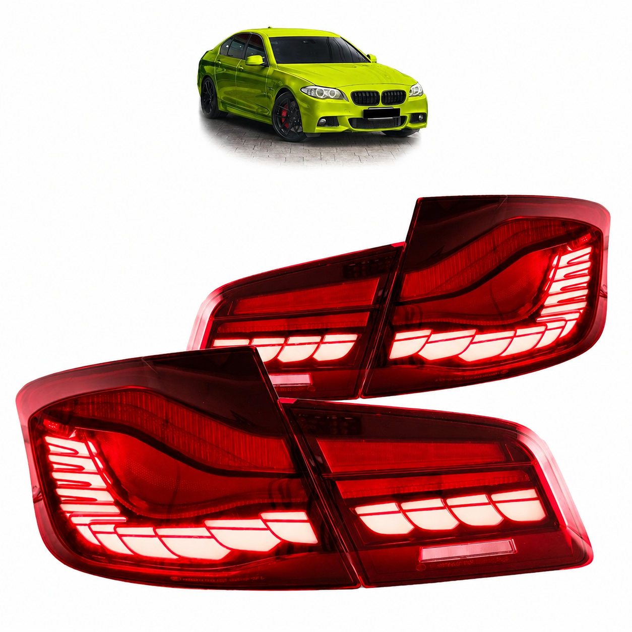 👉Fanali posteriori a LED rossi dinamici adatti per BMW Serie5 F10 Sedan 10-17👈