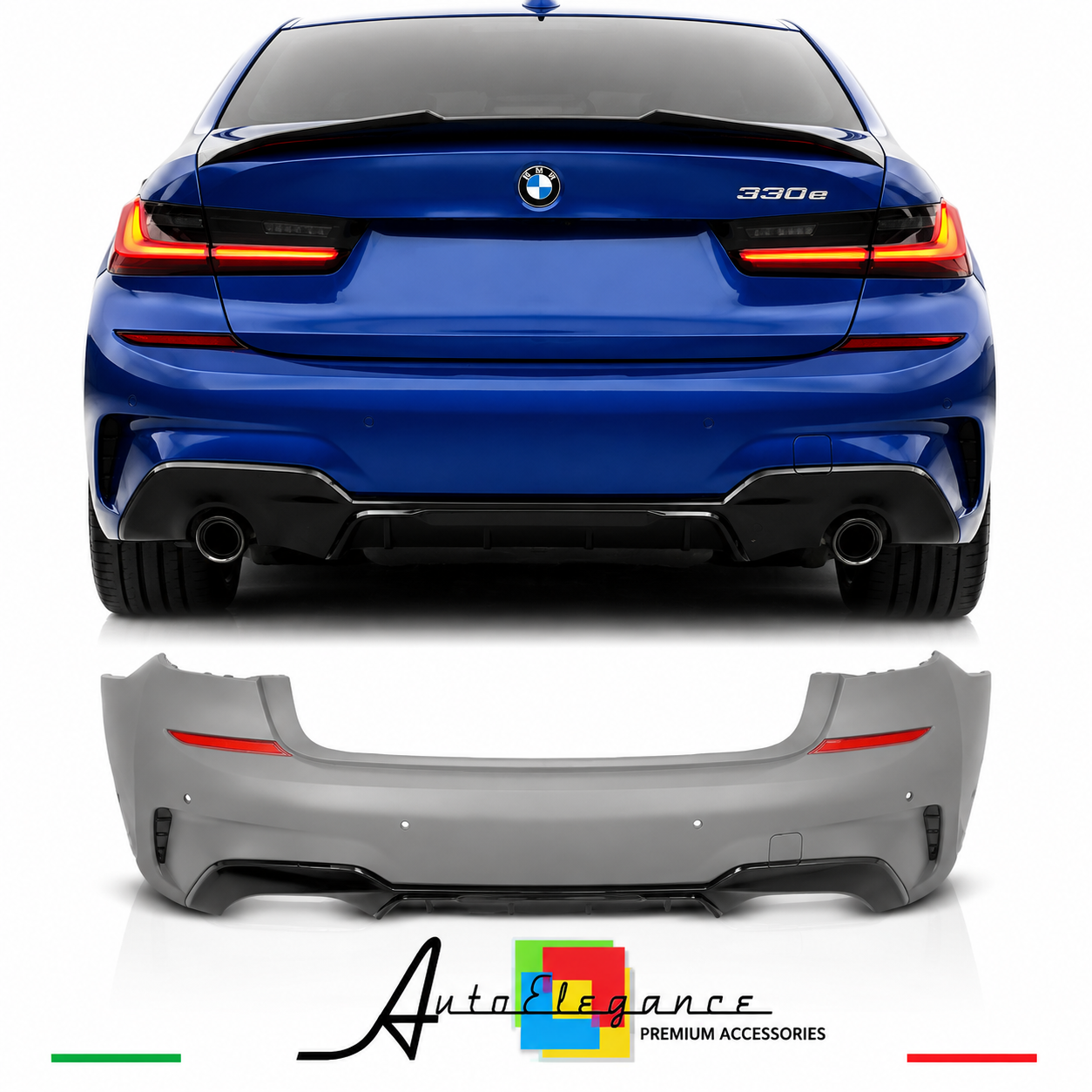 PARAURTI POSTERIORE BMW G20 19-22 LOOK M PERFORMANCE NERO LUCIDO PDC