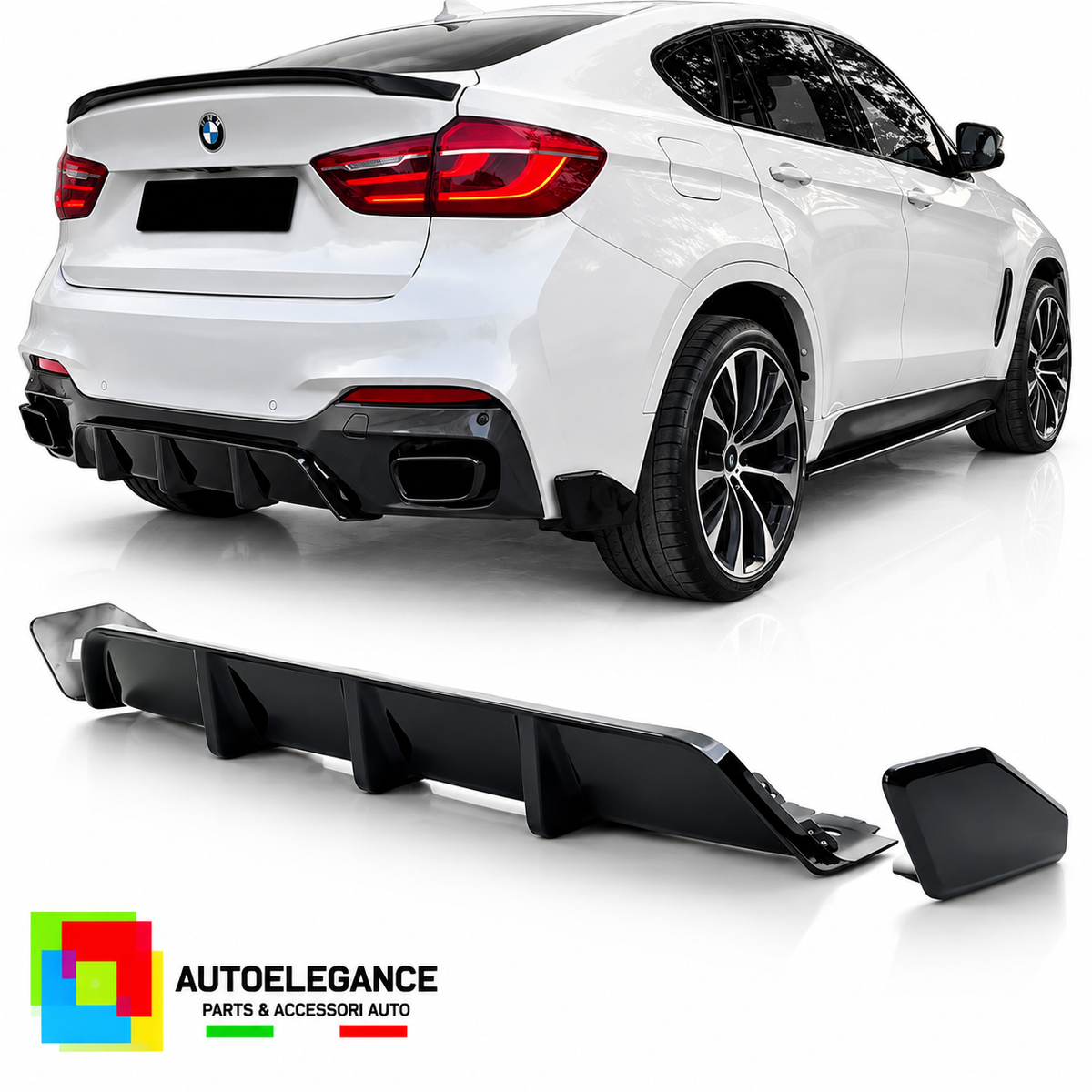 DIFFUSORE ADATTO PER BMW X6 F16 14-19 NERO LUCIDO