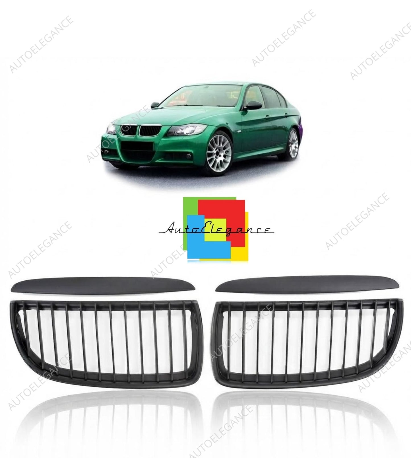 👉Griglia Anteriore Nero Opaco adatto per BMW Serie 3 E90 E91 2005-2008👈