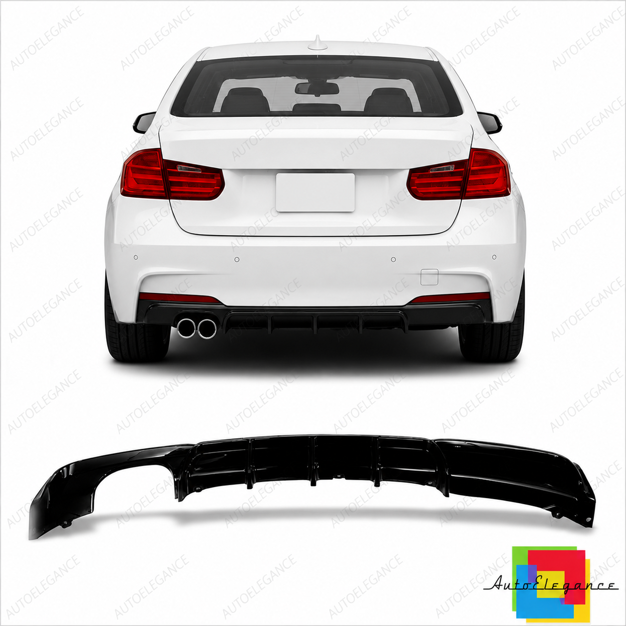 👉Diffuseur arrière noir brillant adapté pour BMW Série 3 F30 F31 2011-2018👈
