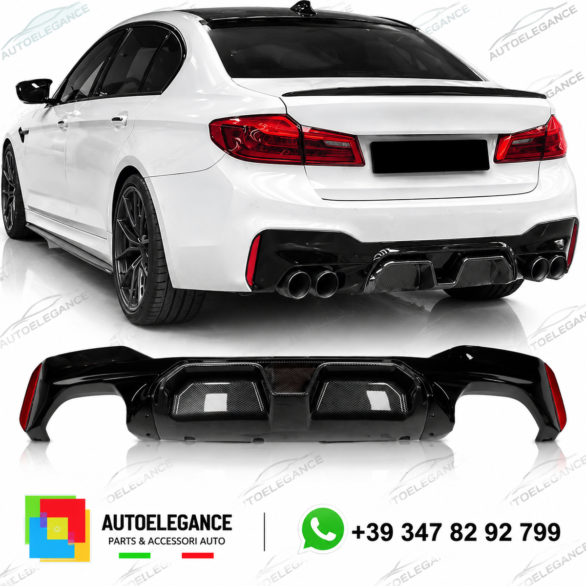 DIFFUSORE ADATTO PER BMW G30 LOOK M5 CARBONIO