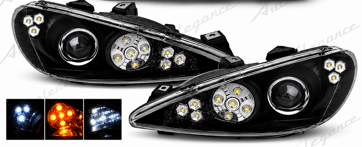 ART.11063 FARI ANTERIORI ADATTO PER PEUGEOT 206 02 LED NERO