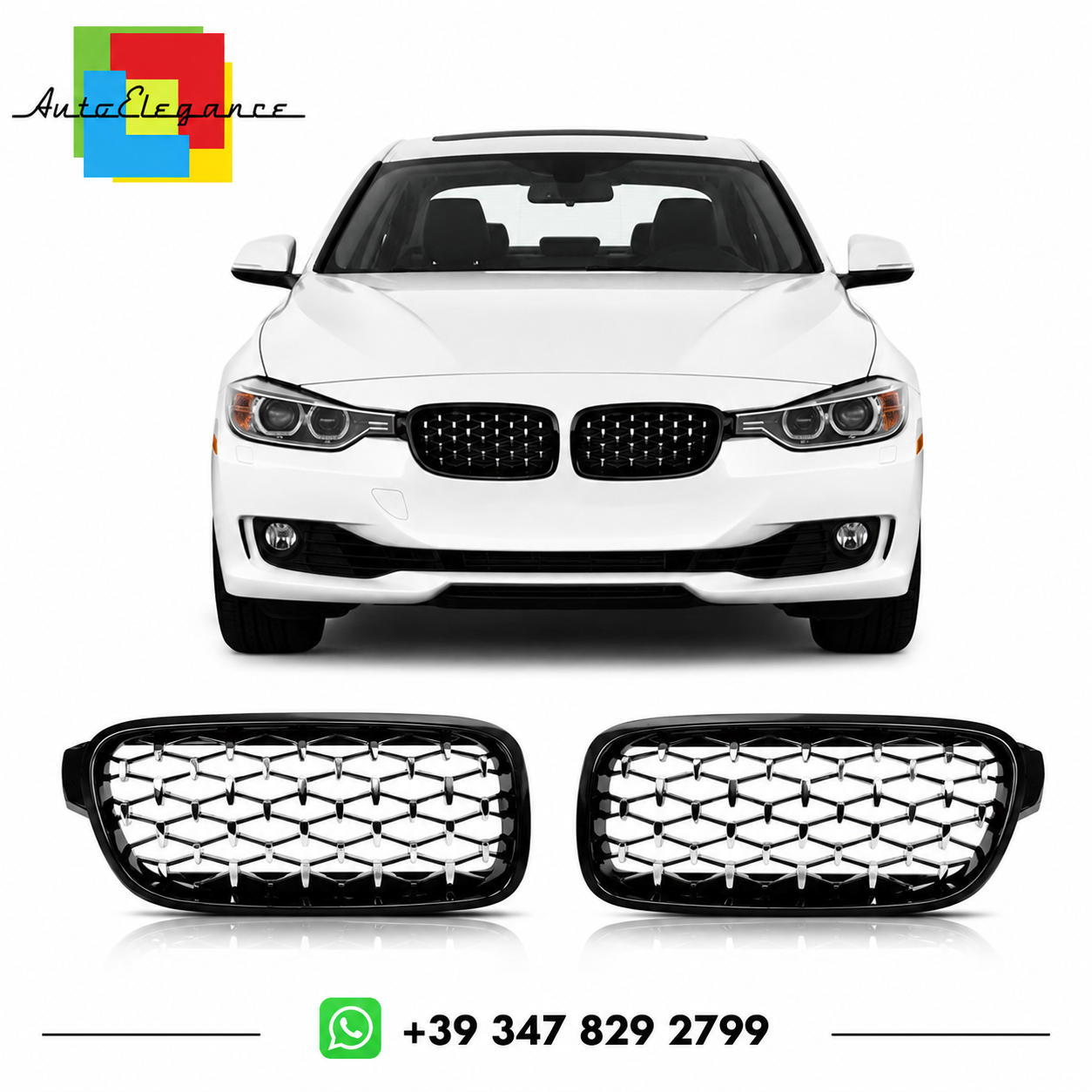 👉Griglia Gloss Nera & Cromata adatta per BMW Serie 3 F30 F31 2011-2019👈