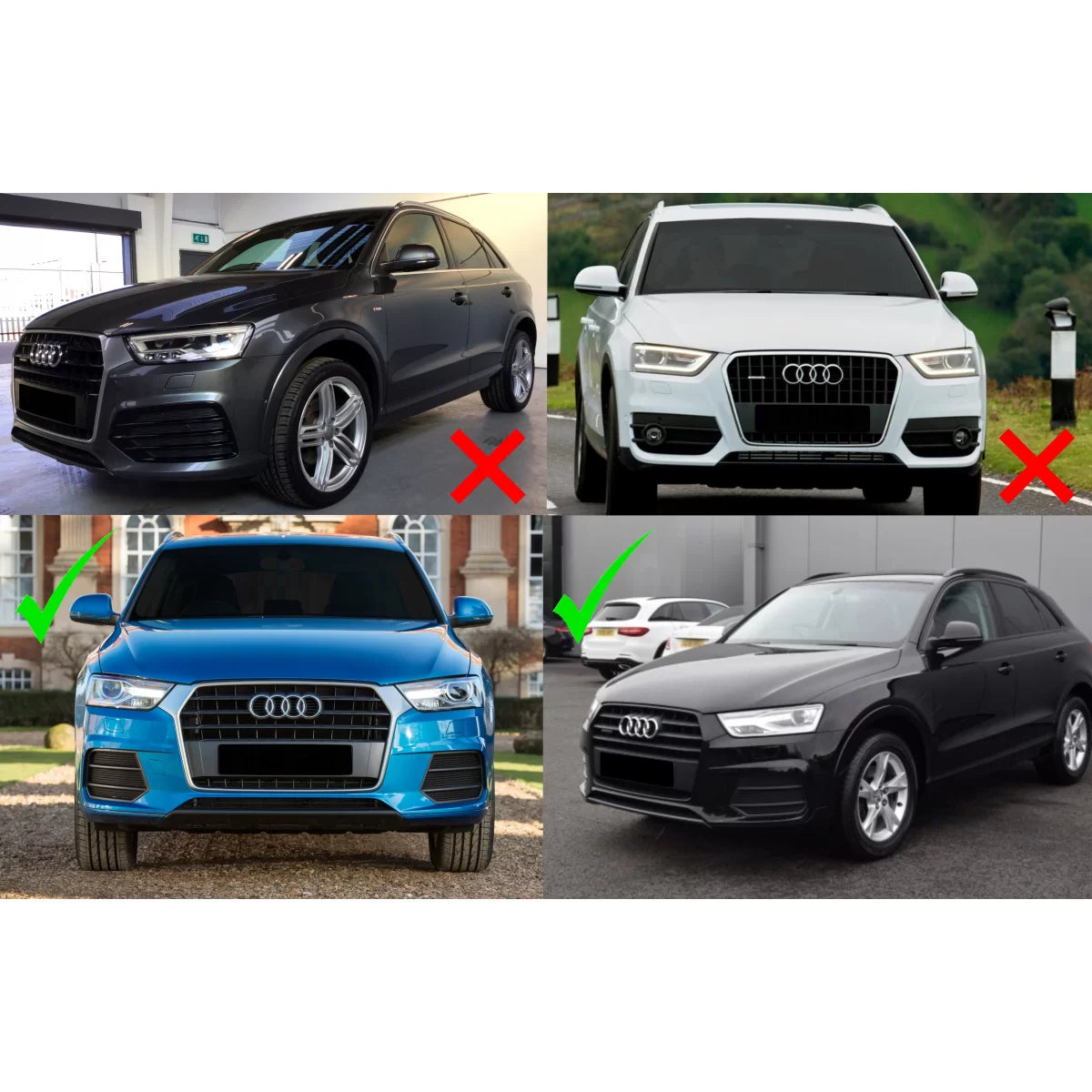 AUDI Q3 2015-2018 SLINE GRIGLIE FENDINEBBIA ABS NERE A NIDO D'APE