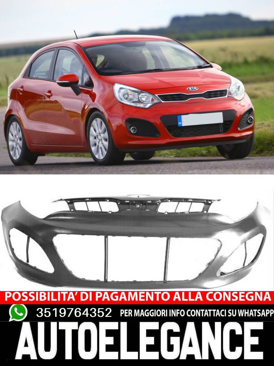 paraurti anteriore con primer con sede fendi per Kia Rio 06/11-09/15