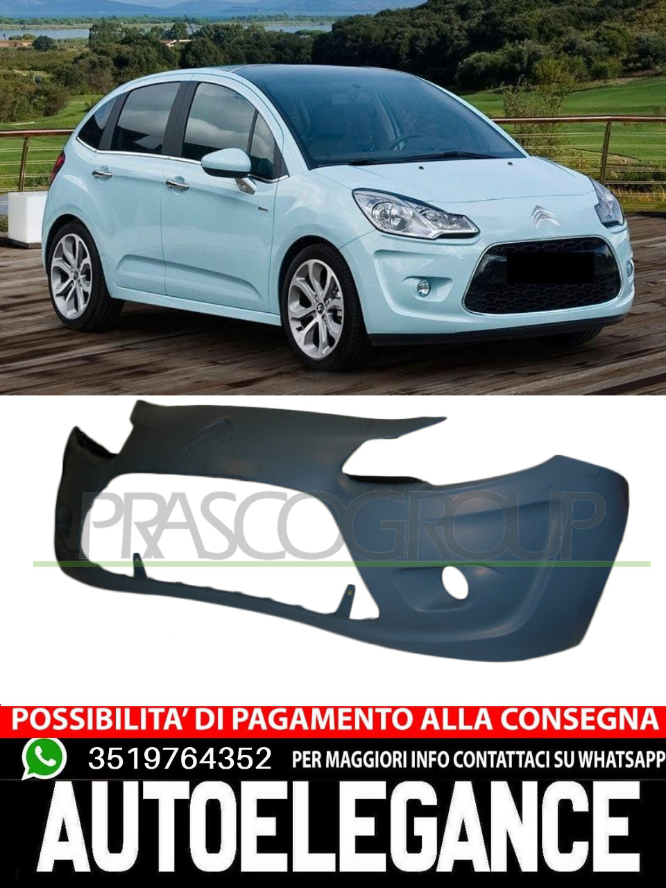 Paraurti Prasco Anteriore Per Citroen C3 II 09-13 con Primer 7401TN TUV