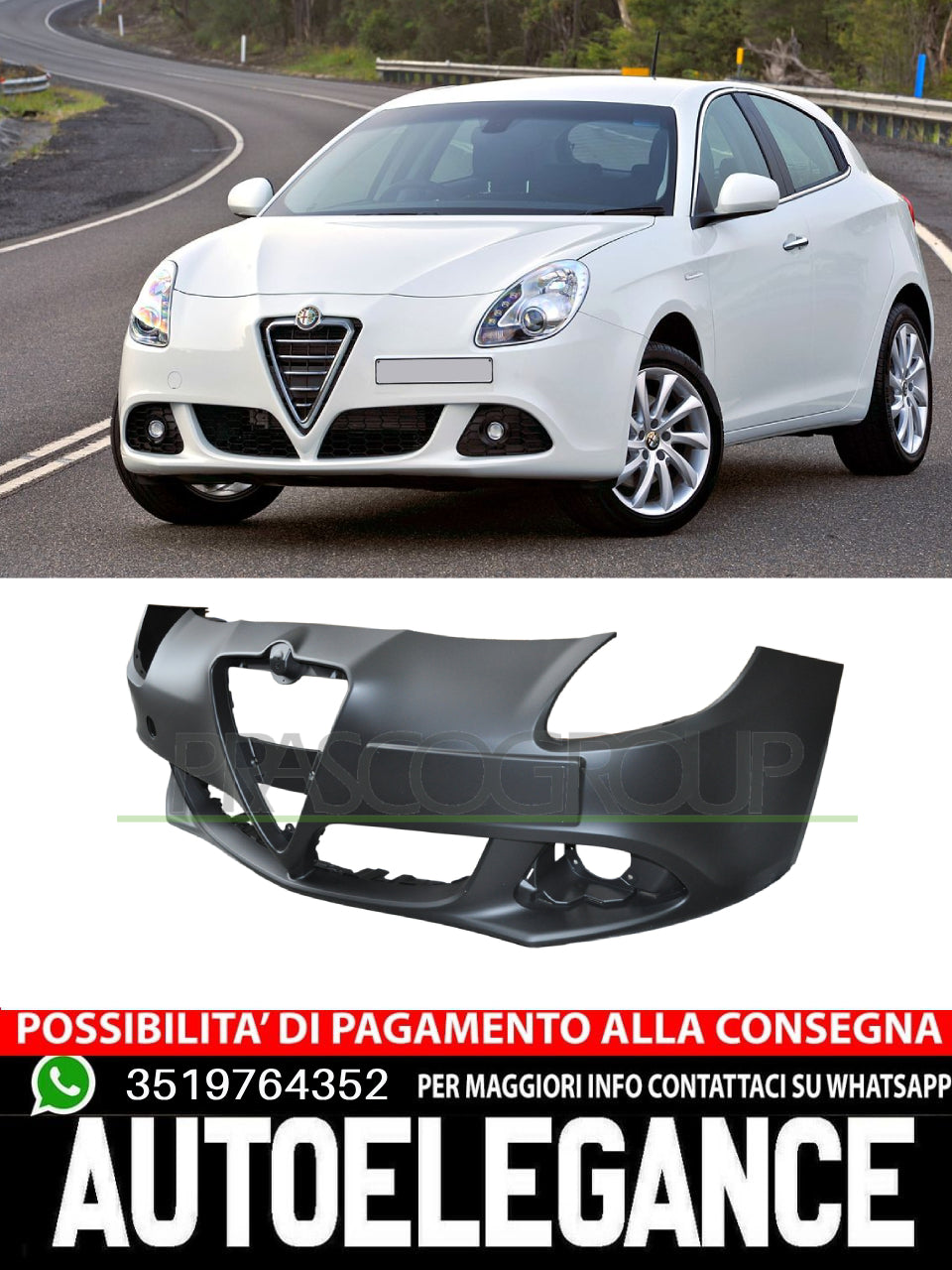 PARAURTI ANTERIORE ANT ALFA ROMEO GIULIETTA 10 16 2010 2016 CON PRIMER 156096901