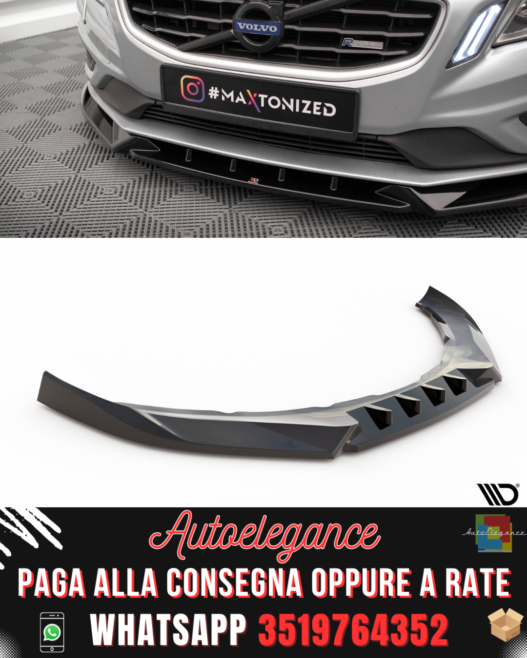 SPLITTER ANTERIORE adatto per V.1 VOLVO S60 R-DESIGN MK2