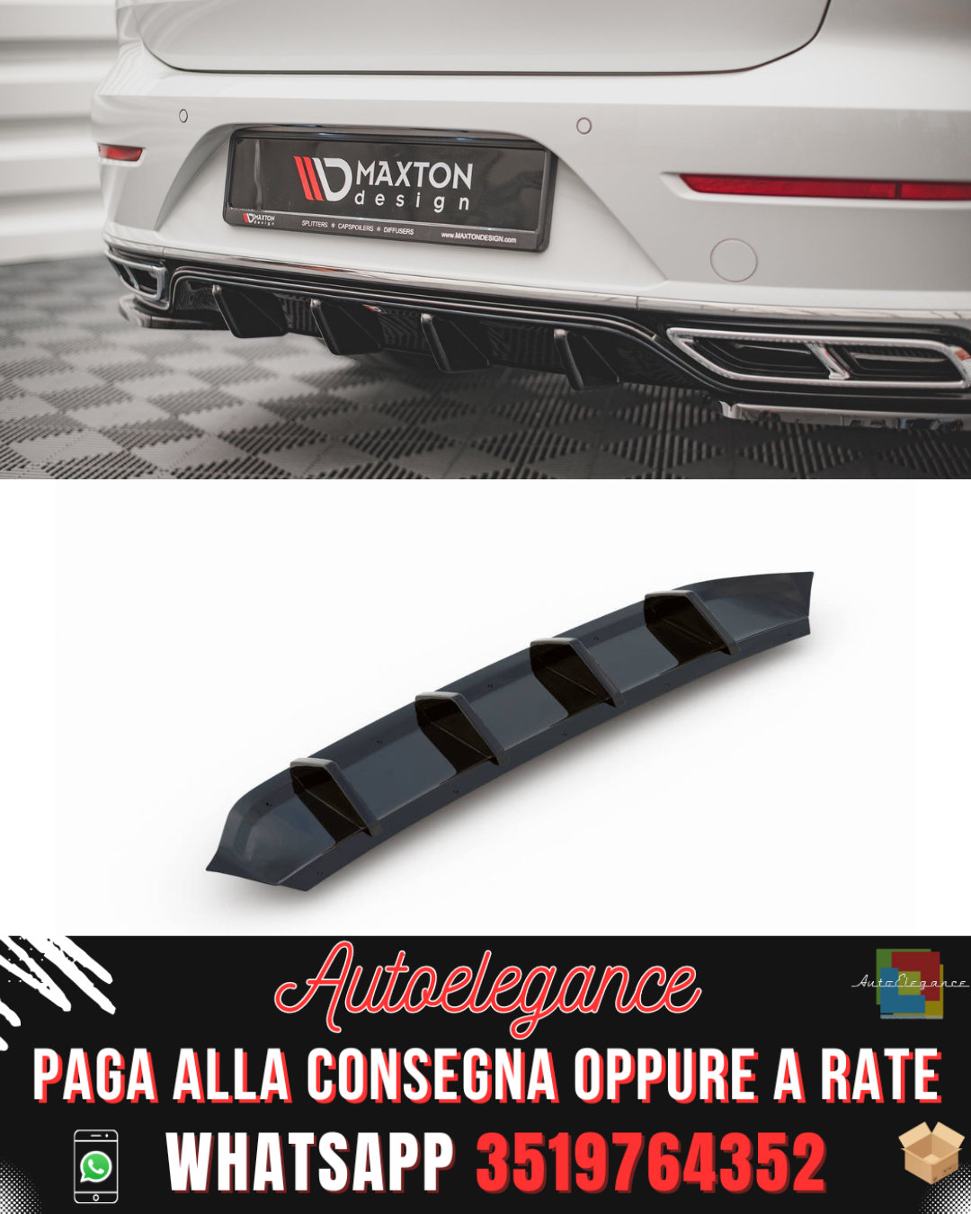 DIFFUSORE POSTERIORE ADATTO PER VOLKSWAGEN ARTEON R-LINE FACELIFT 2020-