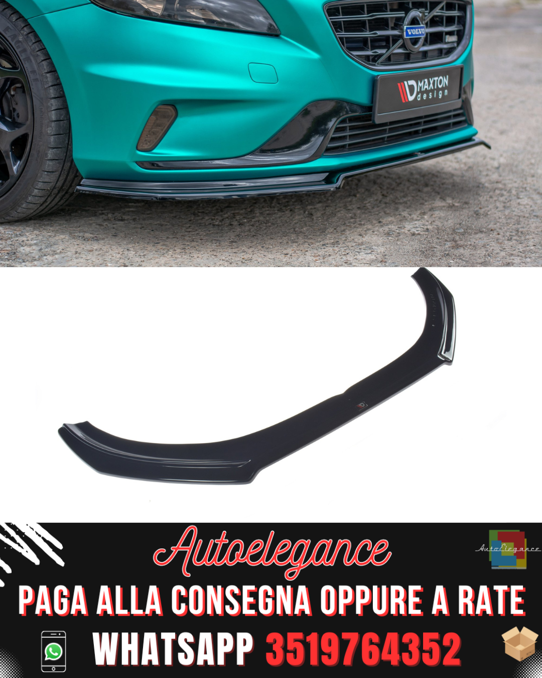 SPLITTER ANTERIORE adatto per VOLVO V40 R-DESIGN 2012-2019