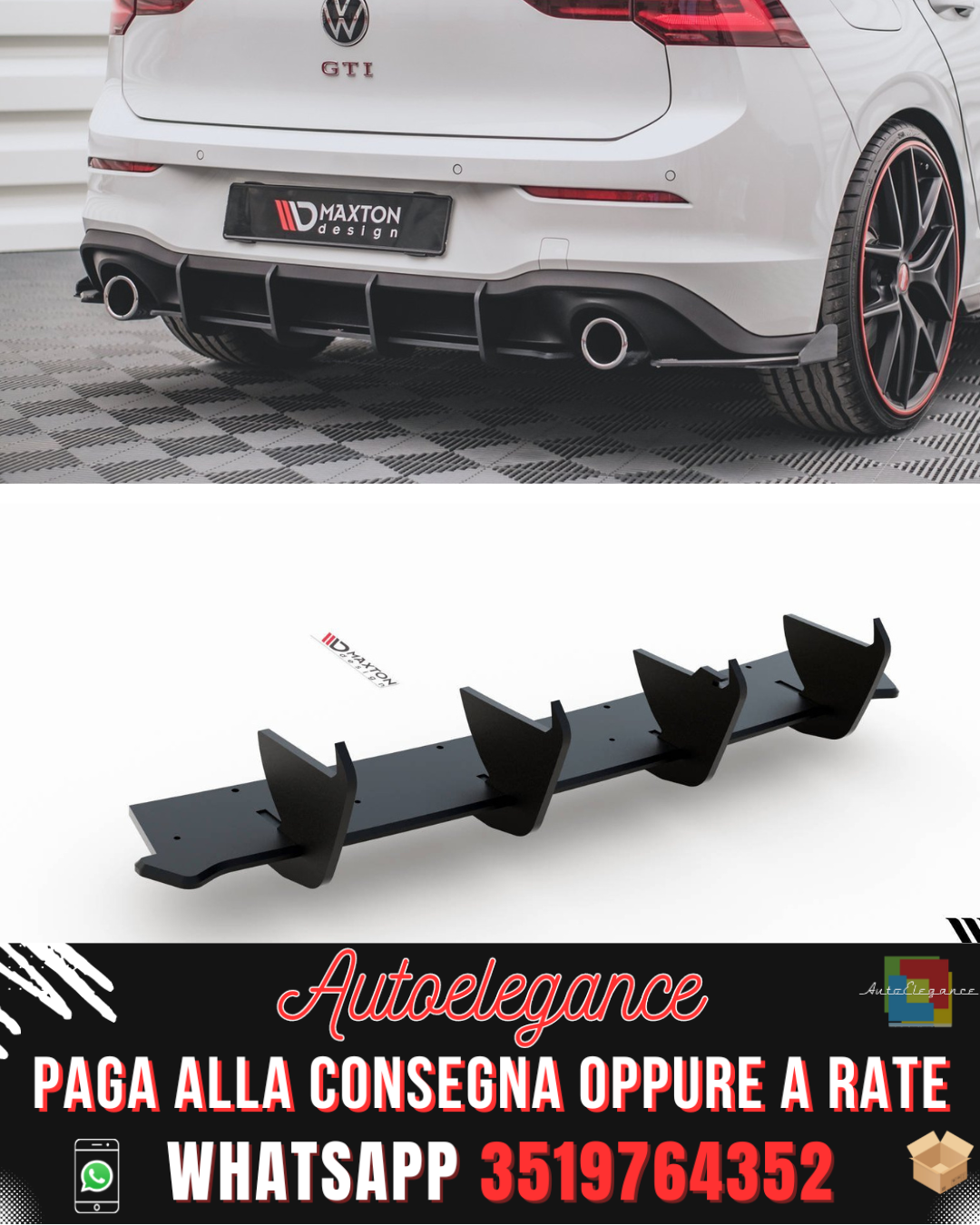 DIFFUSORE POSTERIORE RACING DURABILITY V.1 adatto per VOLKSWAGEN GOLF 8 GTI 2020