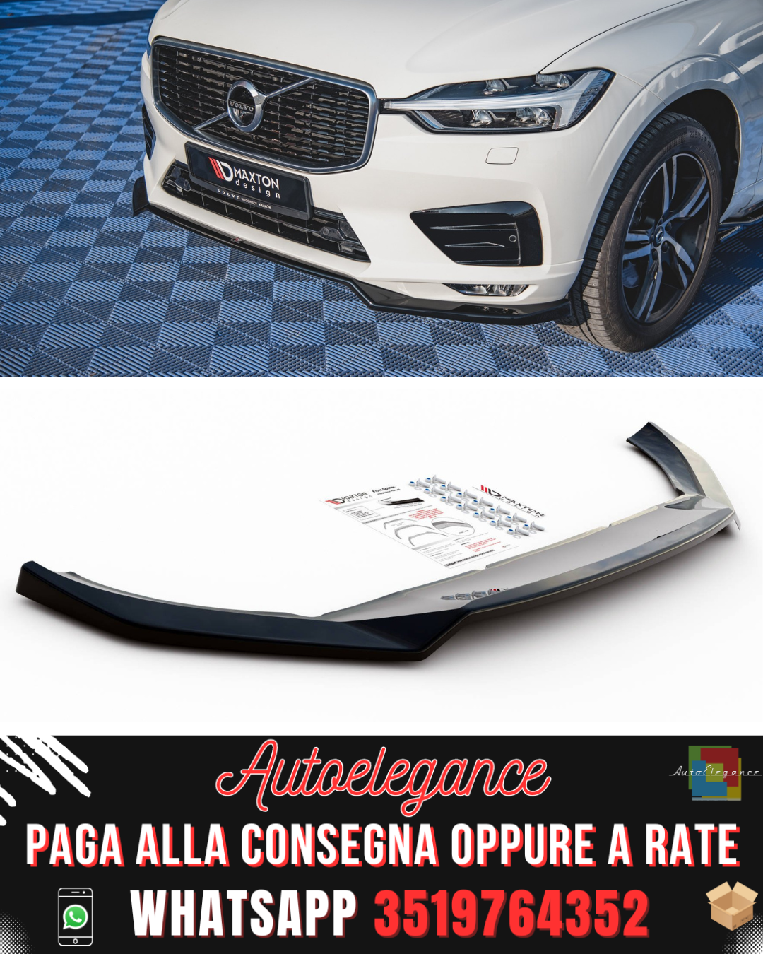 SPLITTER ANTERIORE adatto per V.1 VOLVO XC60 MK2 R-DESIGN 2017-2021