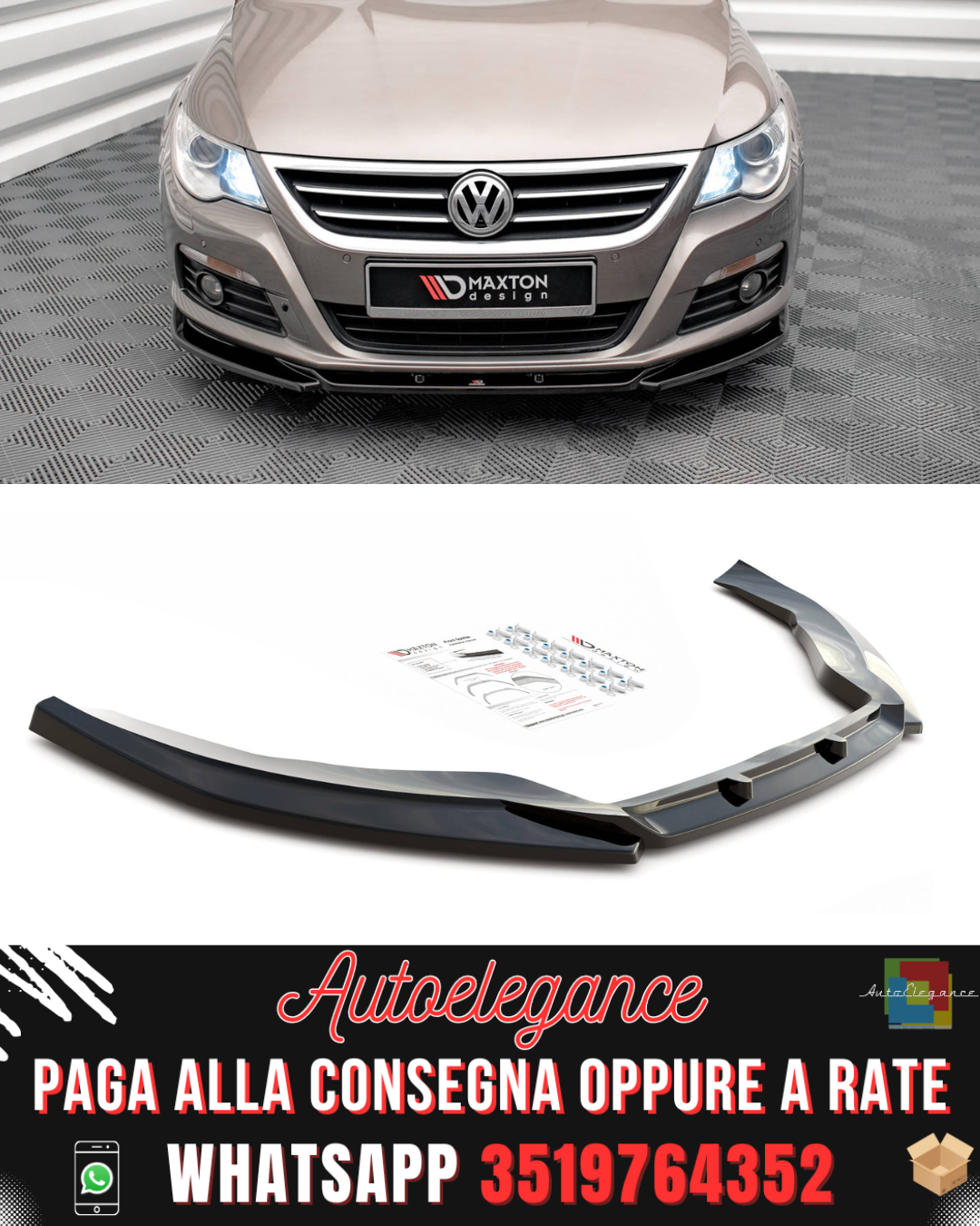 FRONT SPLITTER suitable for V.4 VOLKSWAGEN PASSAT CC 2008-2012