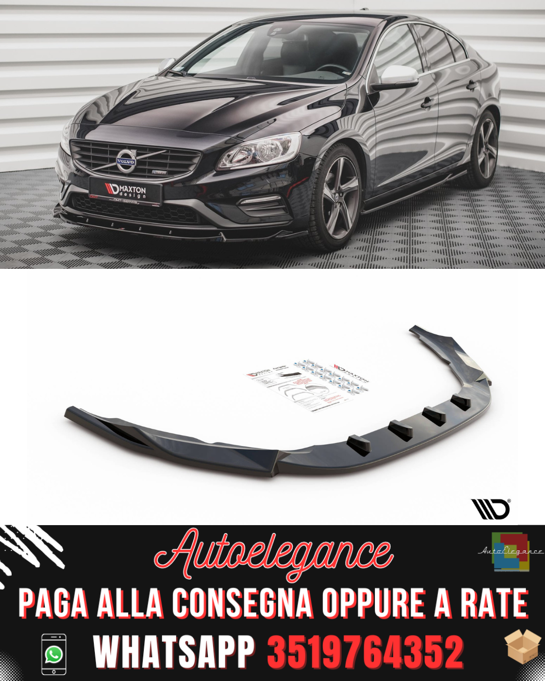 SPLITTER ANTERIORE adatto per V.1 VOLVO S60 R-DESIGN MK2