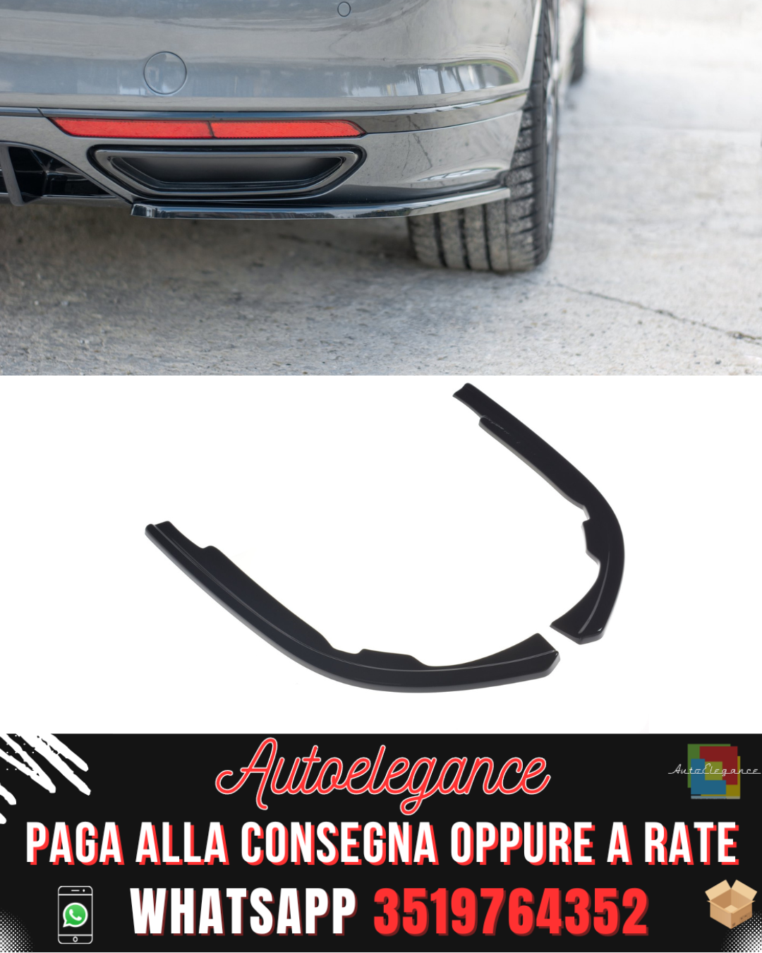 SPLITTER LATERALI POSTERIORI adatti per VOLKSWAGEN PASSAT R-LINE B8 2015-2019