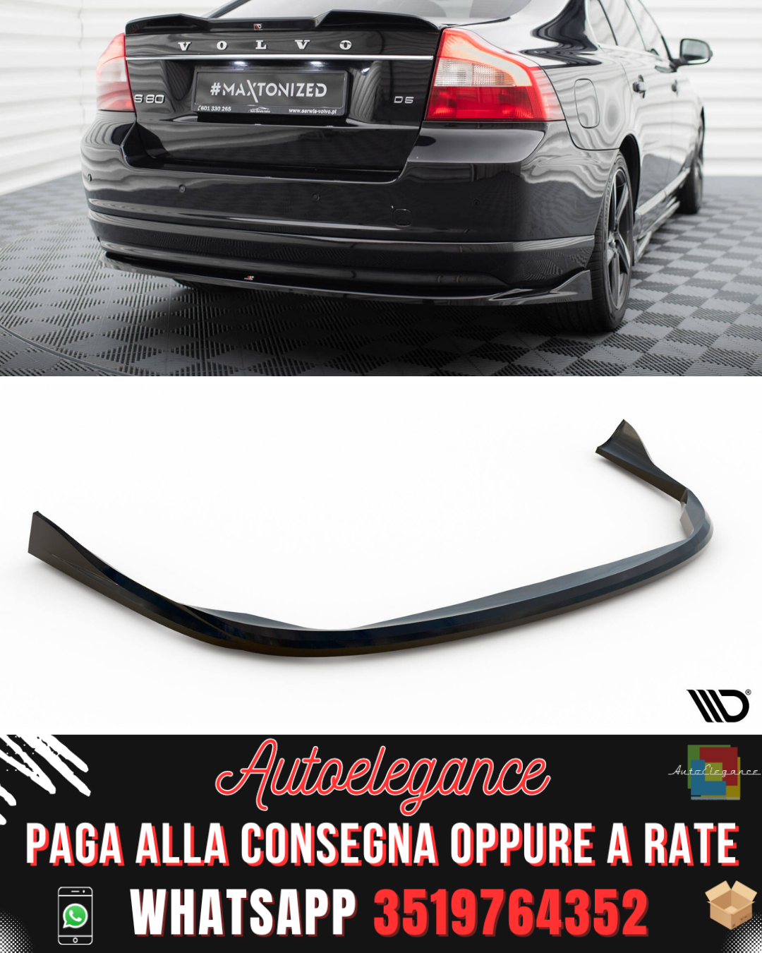 SPLITTER POSTERIORE CENTRALE adatto per VOLVO S80 MK2 2005-2010