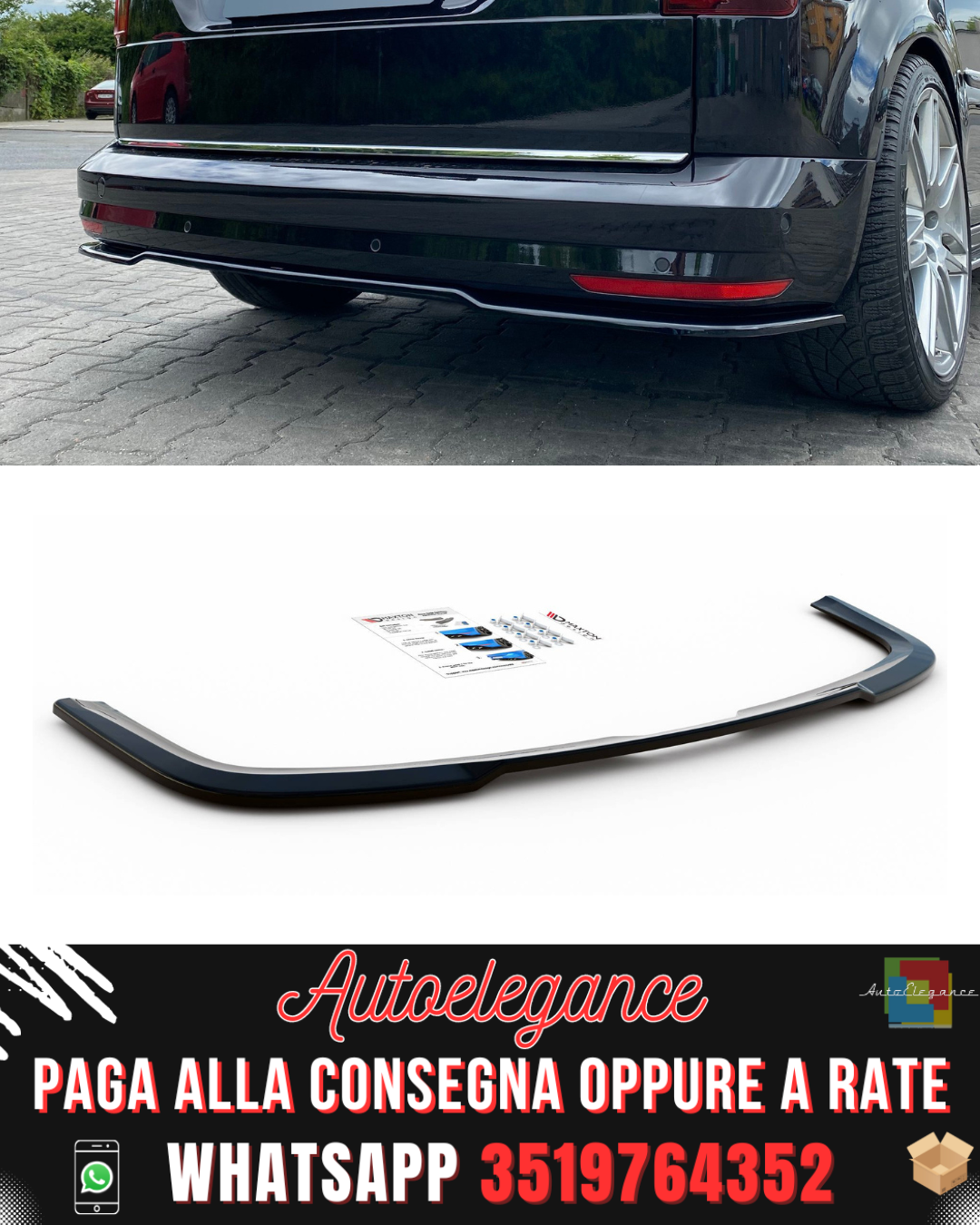 REAR CENTRAL SPLITTER VOLKSWAGEN CADDY MK. 4 2015-2020
