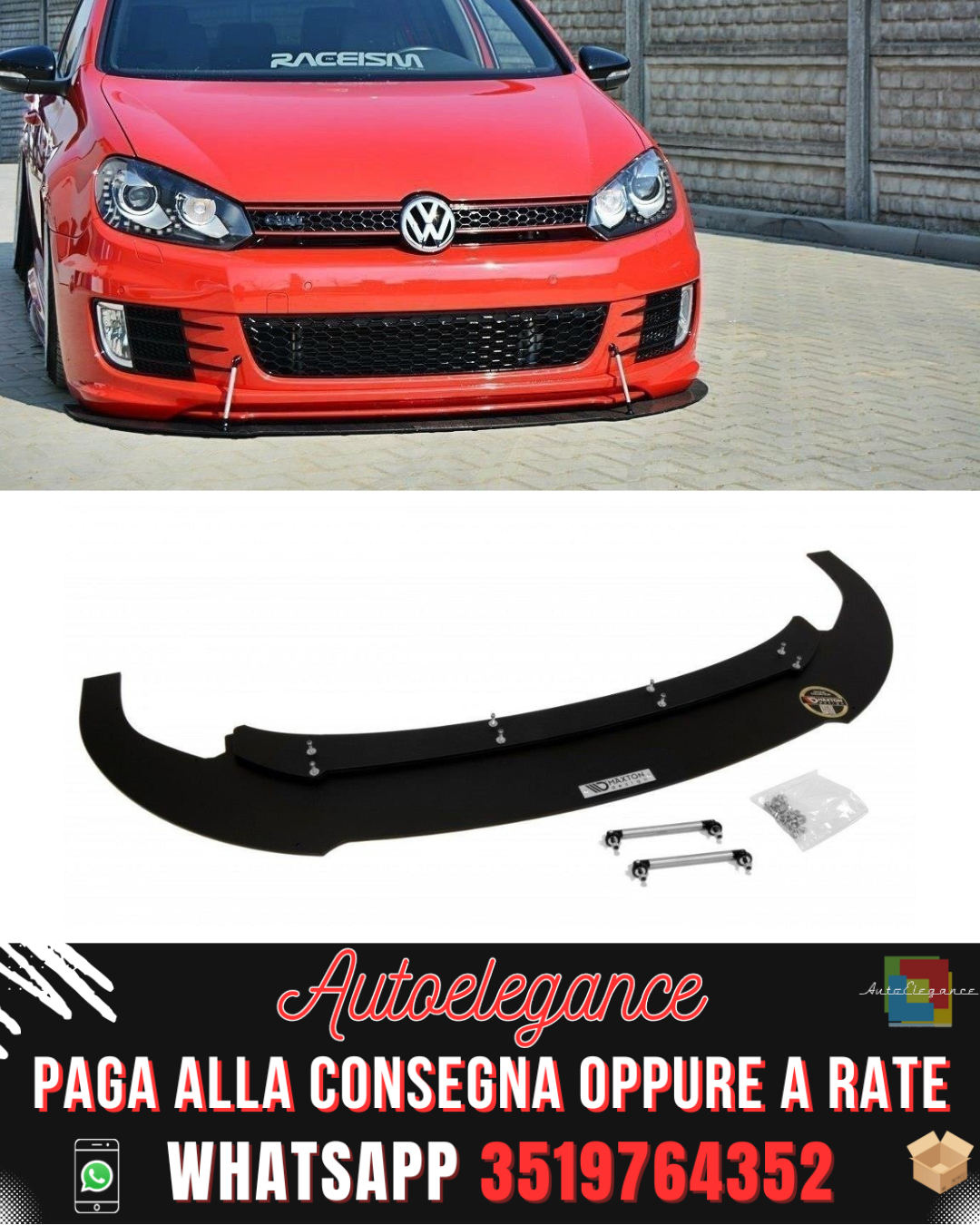 SPLITTER ANTERIORE RACING adatto per VW GOLF MK6 GTI 35TH 2008-2012