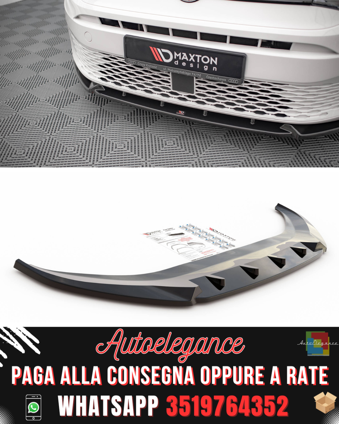 SPLITTER ANTERIORE adatto per V.2 VOLKSWAGEN CADDY MK5 2020-