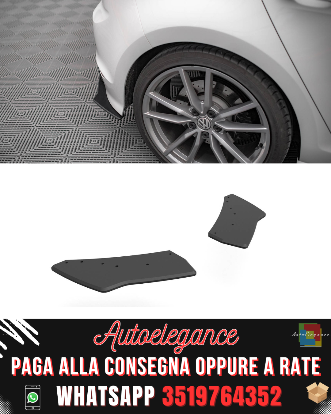 STREET PRO REAR SIDE SPLITTERS SUITABLE FOR VOLKSWAGEN GOLF R MK7 2013-2016