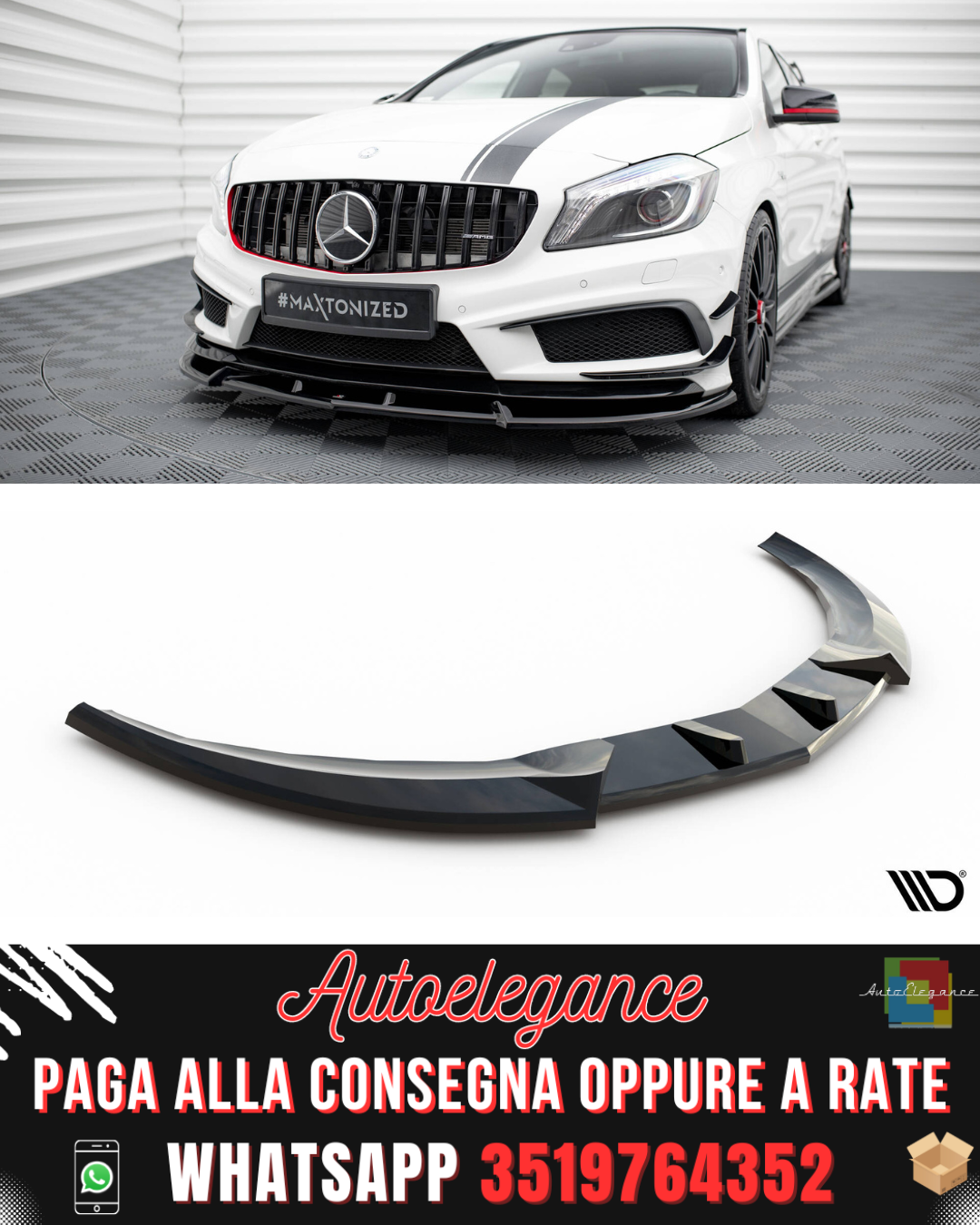 SPLITTER ANTERIORE adatto per V.3 MERCEDES-BENZ A45 AMG W176 2012-2015