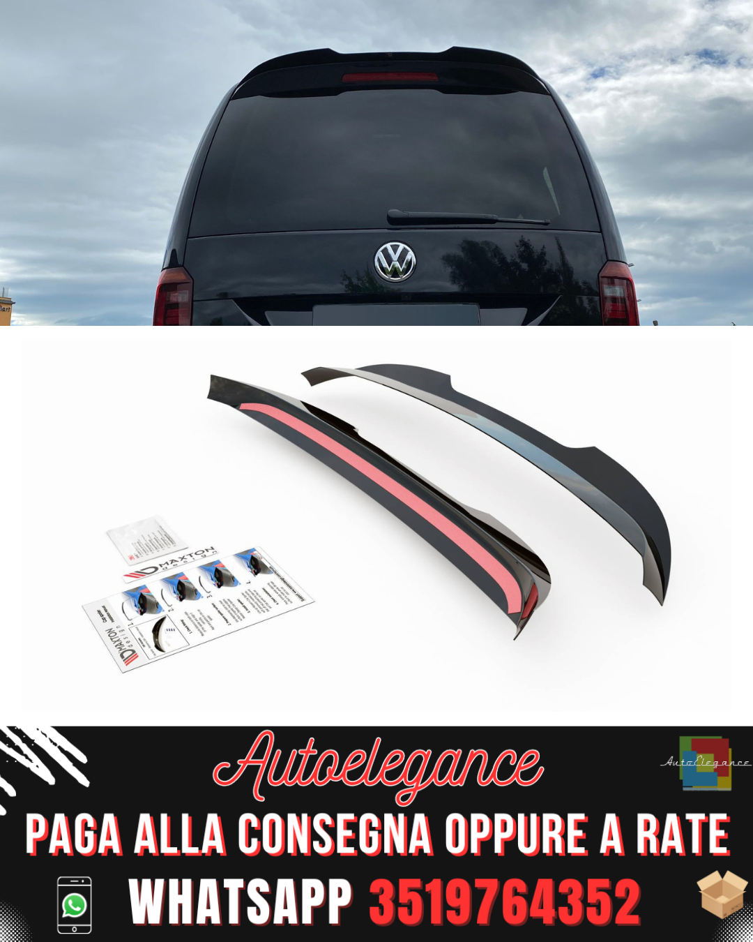 SPOILER adatto per VOLKSWAGEN CADDY MK.4 2015-2020