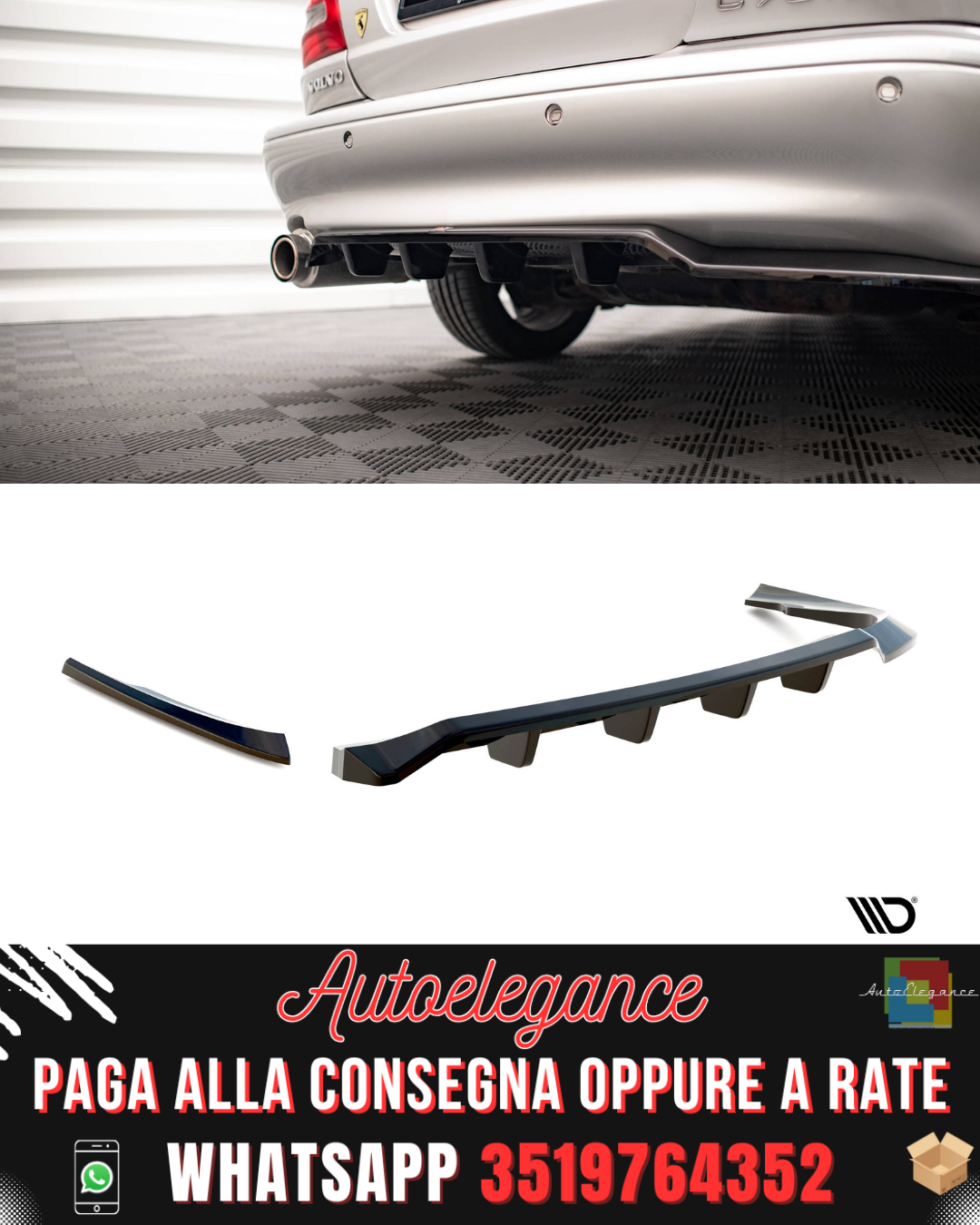 REAR CENTRE SPLITTER (WITH VERTICAL BARS) suitable for VOLVO C70 MK1