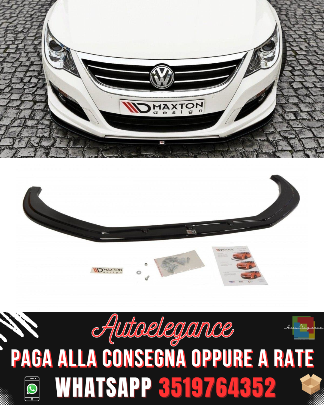 SPLITTER ANTERIORE ADATTO PER VW PASSAT CC R36 RLINE 2008-2012