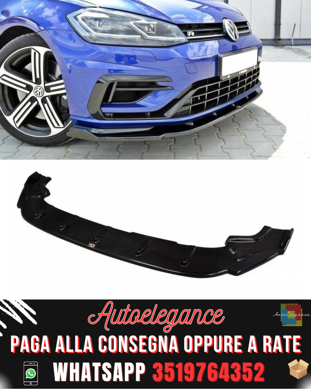 SPLITTER ANTERIORE V.1 adatto per VW GOLF 7 R / R-LINE FACELIFT 2017-2020