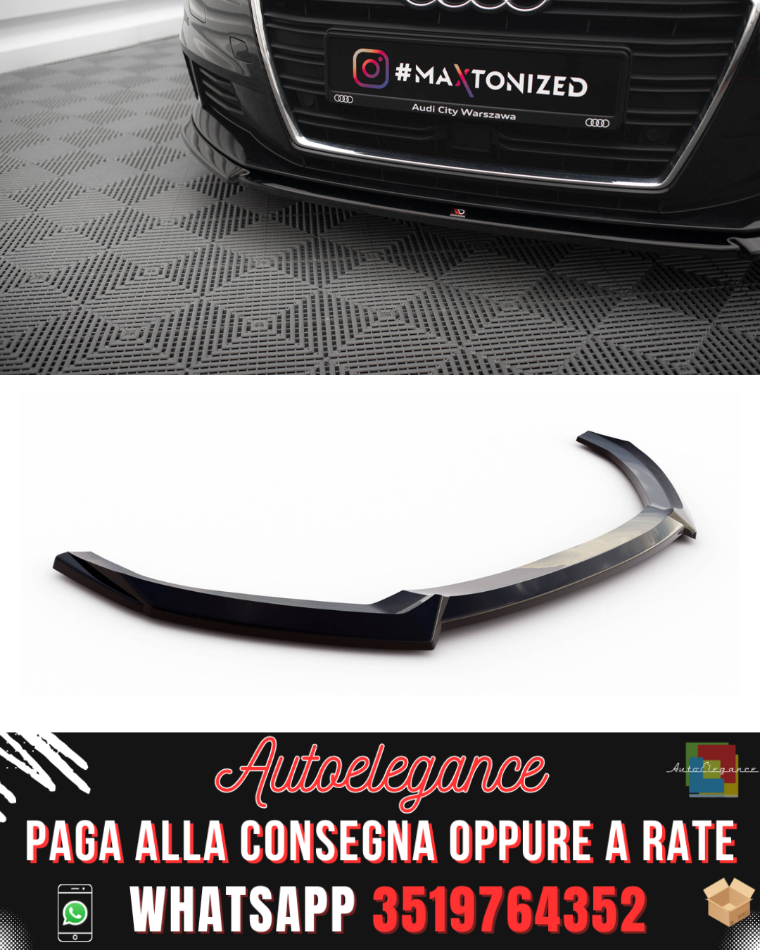 SPLITTER ANTERIORE ADATTO PER V.2 AUDI A3 SPORTBACK 8V RESTYLING 2016-2020