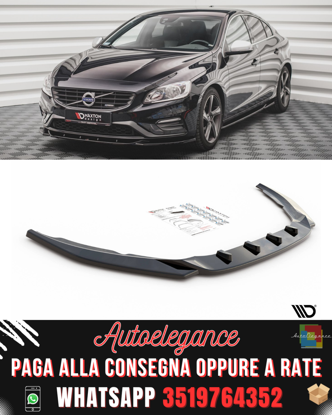 SPLITTER ANTERIORE adatto per V.2 VOLVO S60 R-DESIGN MK2