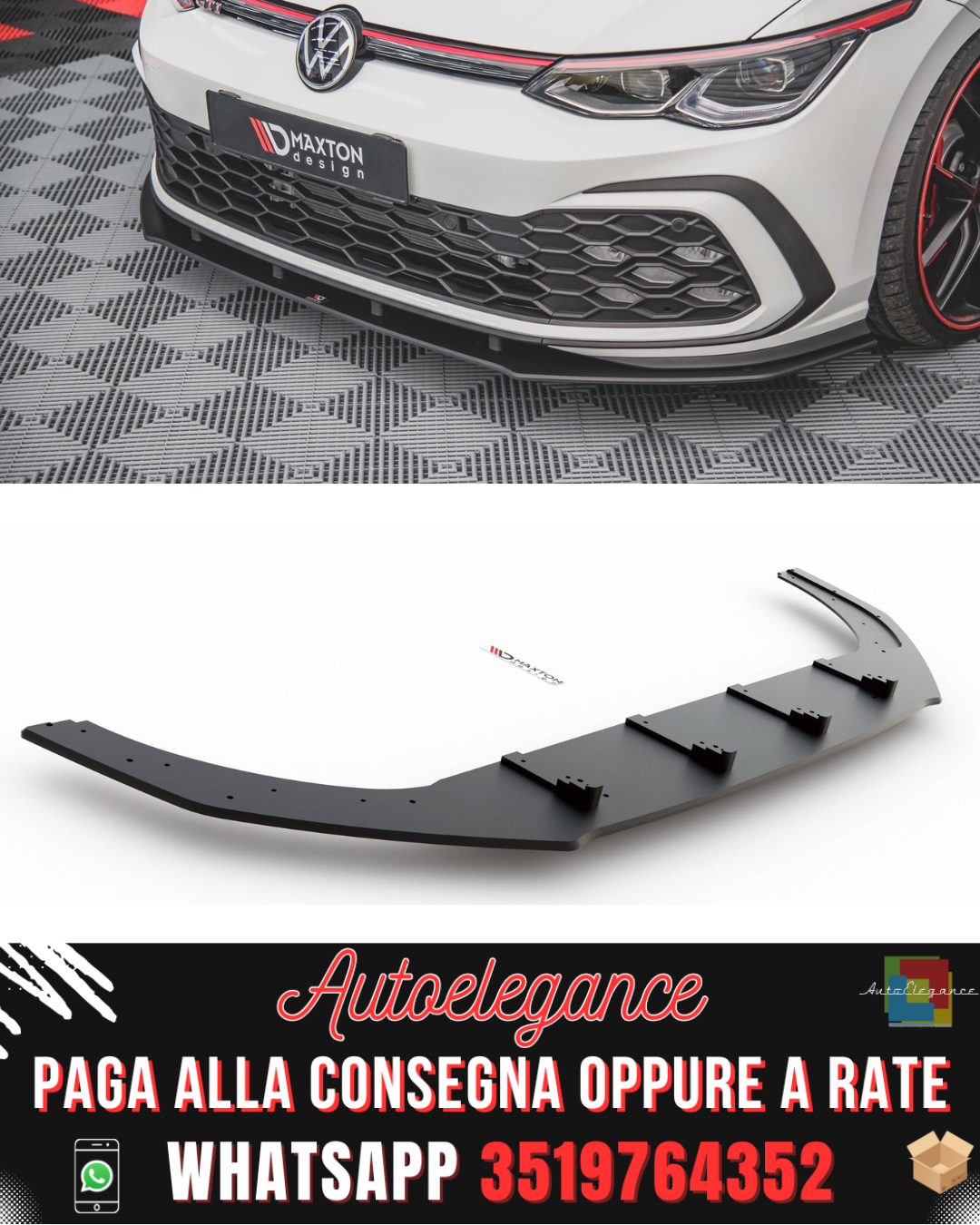 SPLITTER ANTERIORE RACING adatto per VOLKSWAGEN GOLF 8 GTI / R-LINE 2020