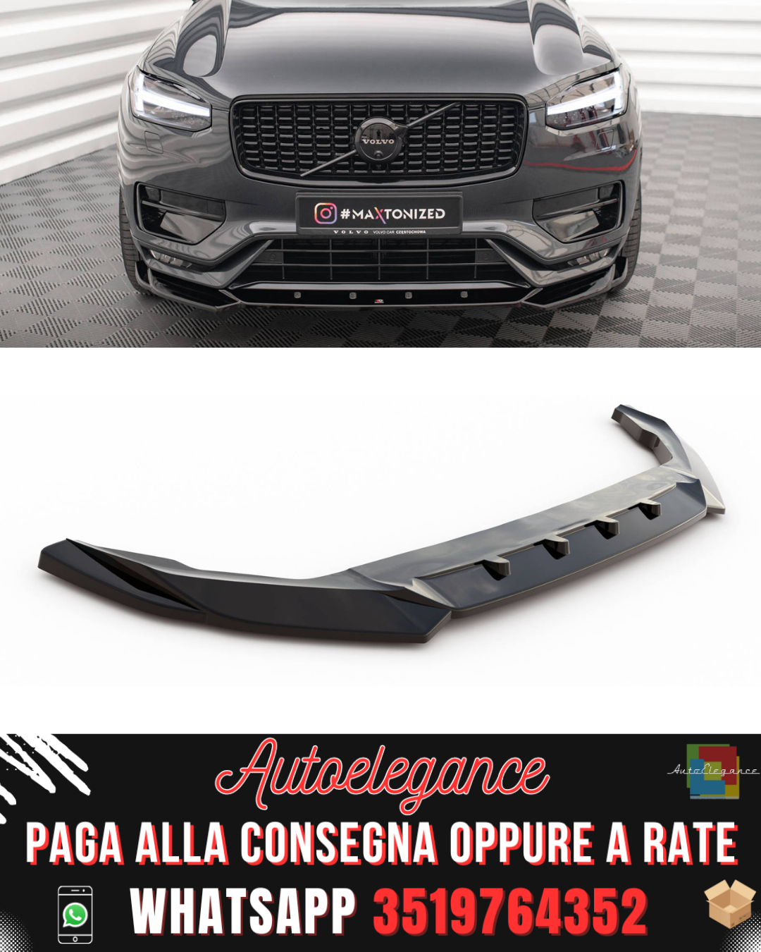SPLITTER ANTERIORE adatto per V.1 VOLVO XC90 R-DESIGN MK2 FACELIFT 2019-