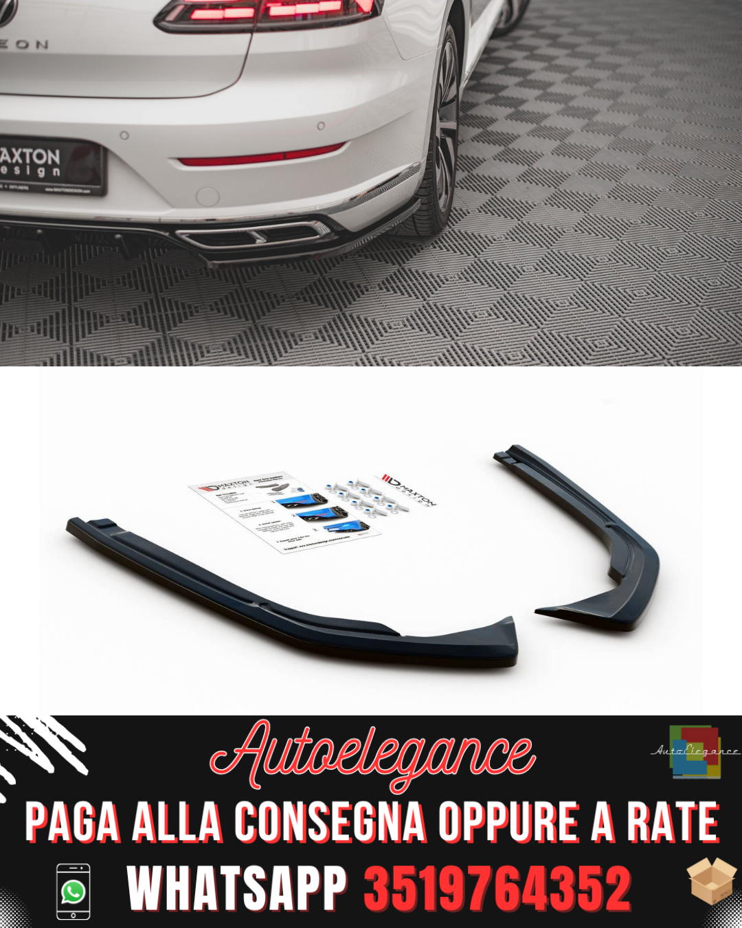 REAR SIDE SPLITTERS suitable for VOLKSWAGEN ARTEON R-LINE FACELIFT 2020-