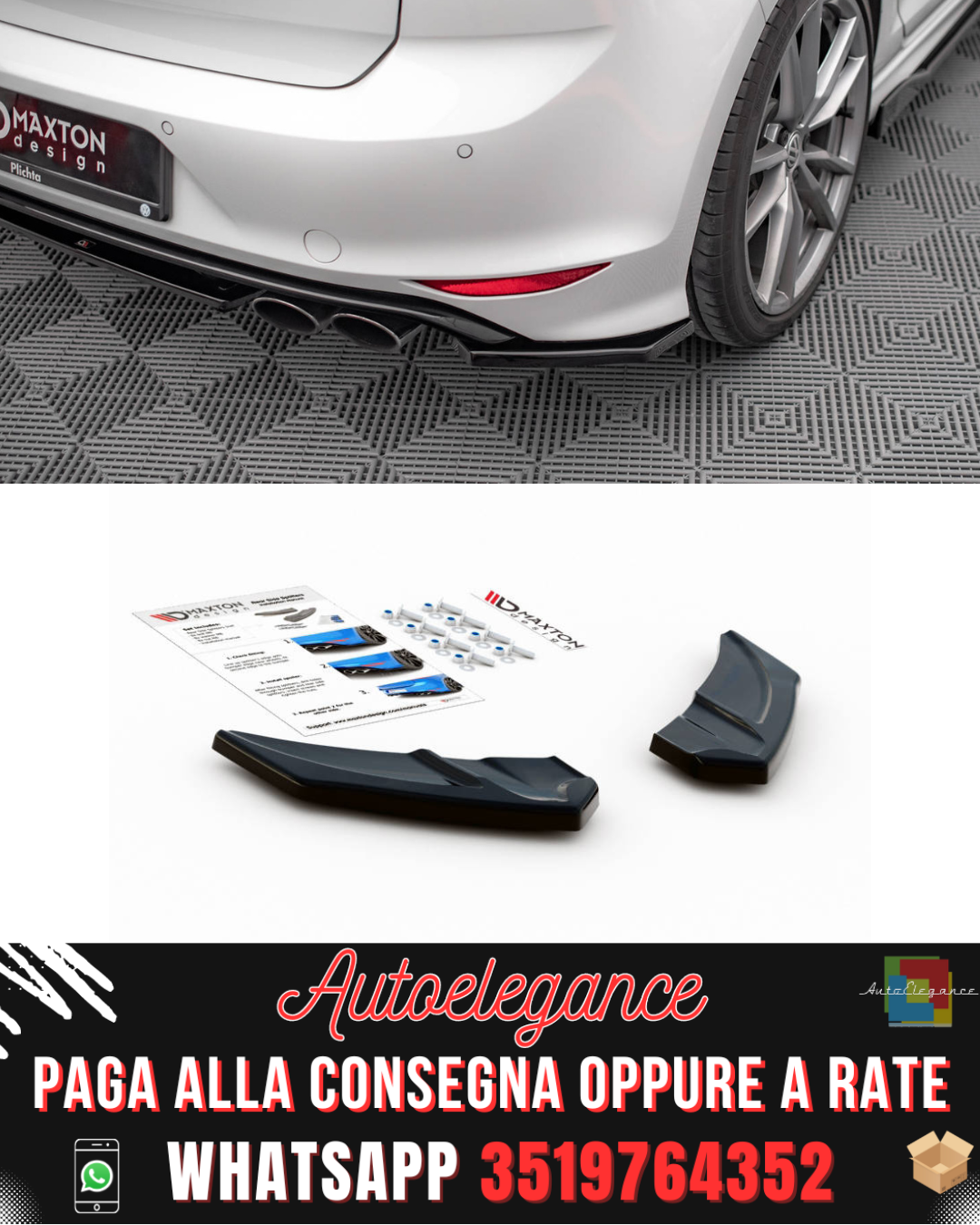 SPLITTER LATERALI POSTERIORI ADATTI PER V.3 VOLKSWAGEN GOLF R MK7 2013-2016
