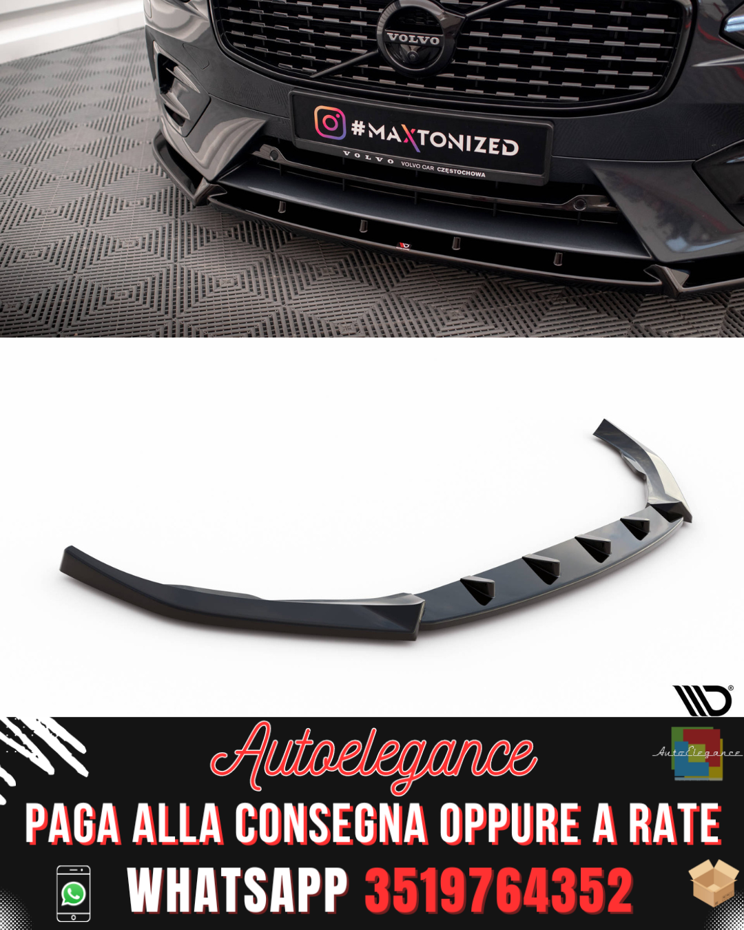 SPLITTER ANTERIORE adatto per VOLVO V90 / S90 R-DESIGN MK2