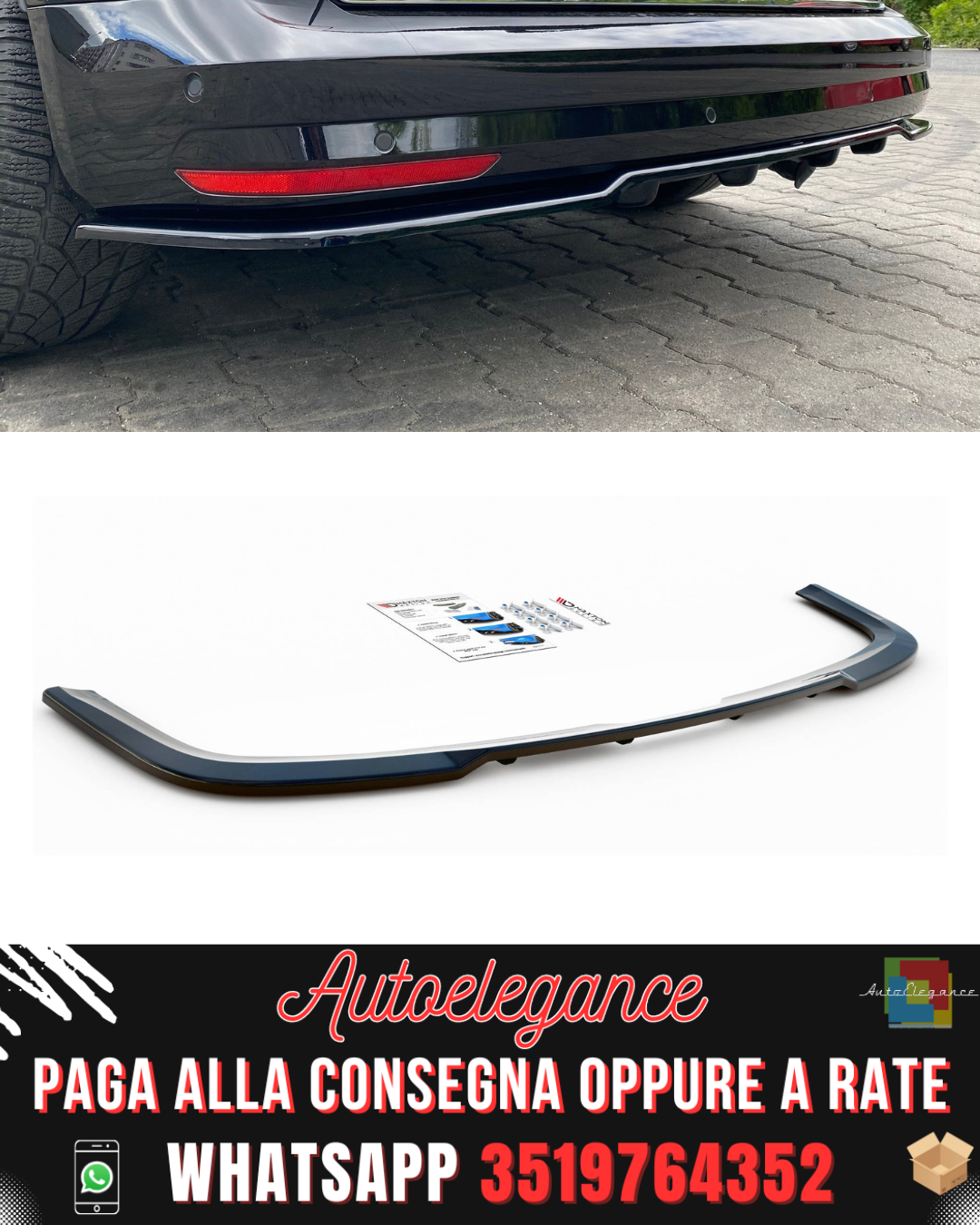 SPLITTER POSTERIORE CENTRALE adatto per VOLKSWAGEN CADDY MK. 4 2015-2020
