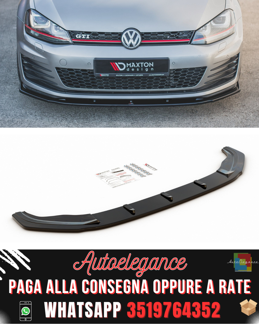 SPLITTER ANTERIORE V.1 adatto per VW GOLF 7 GTI 2013-2016