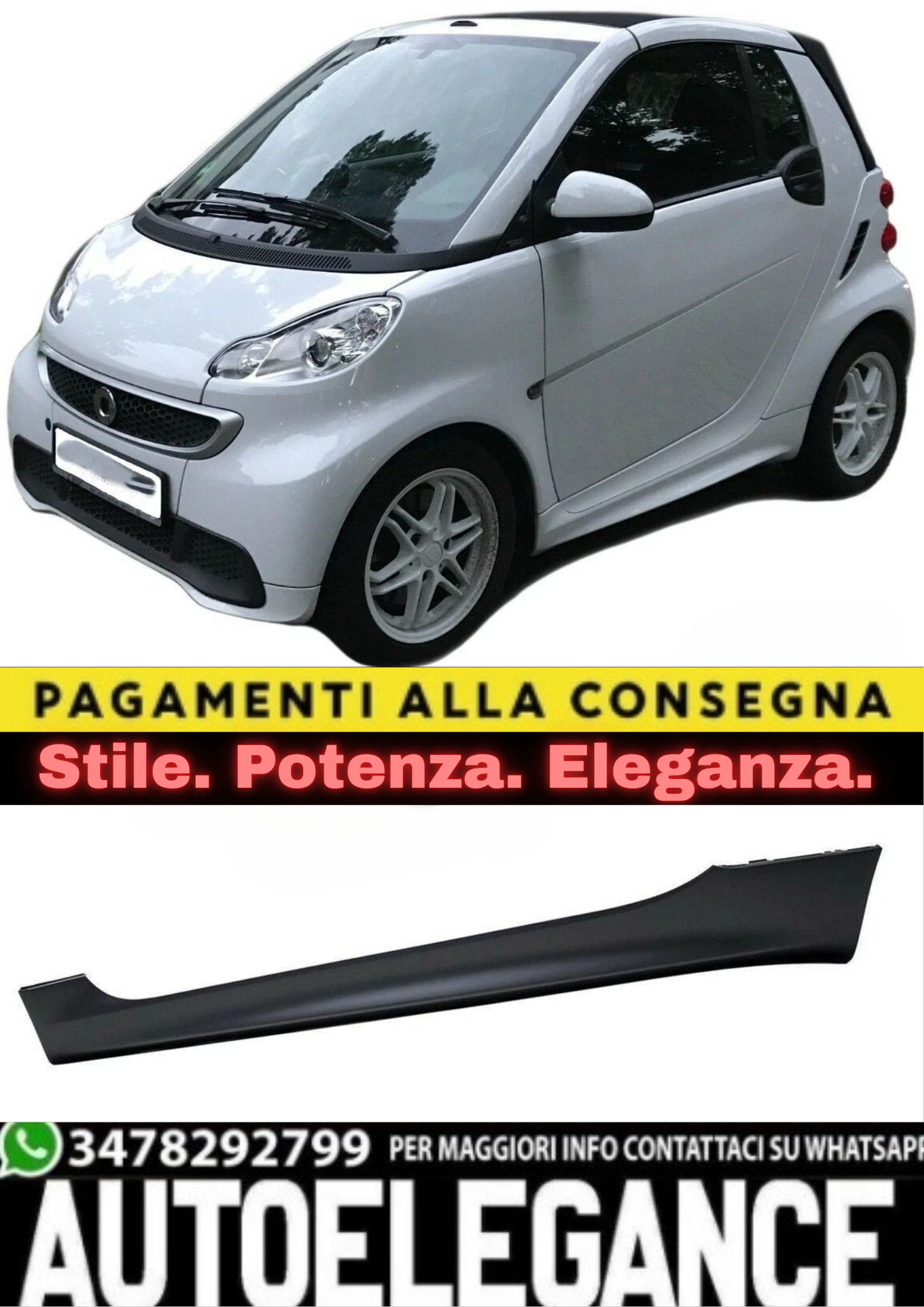 š„MINIGONNE LATERALI ADATTO PER SMART FORTWO 451 PORTA ANTERIORE SINISTRAš„