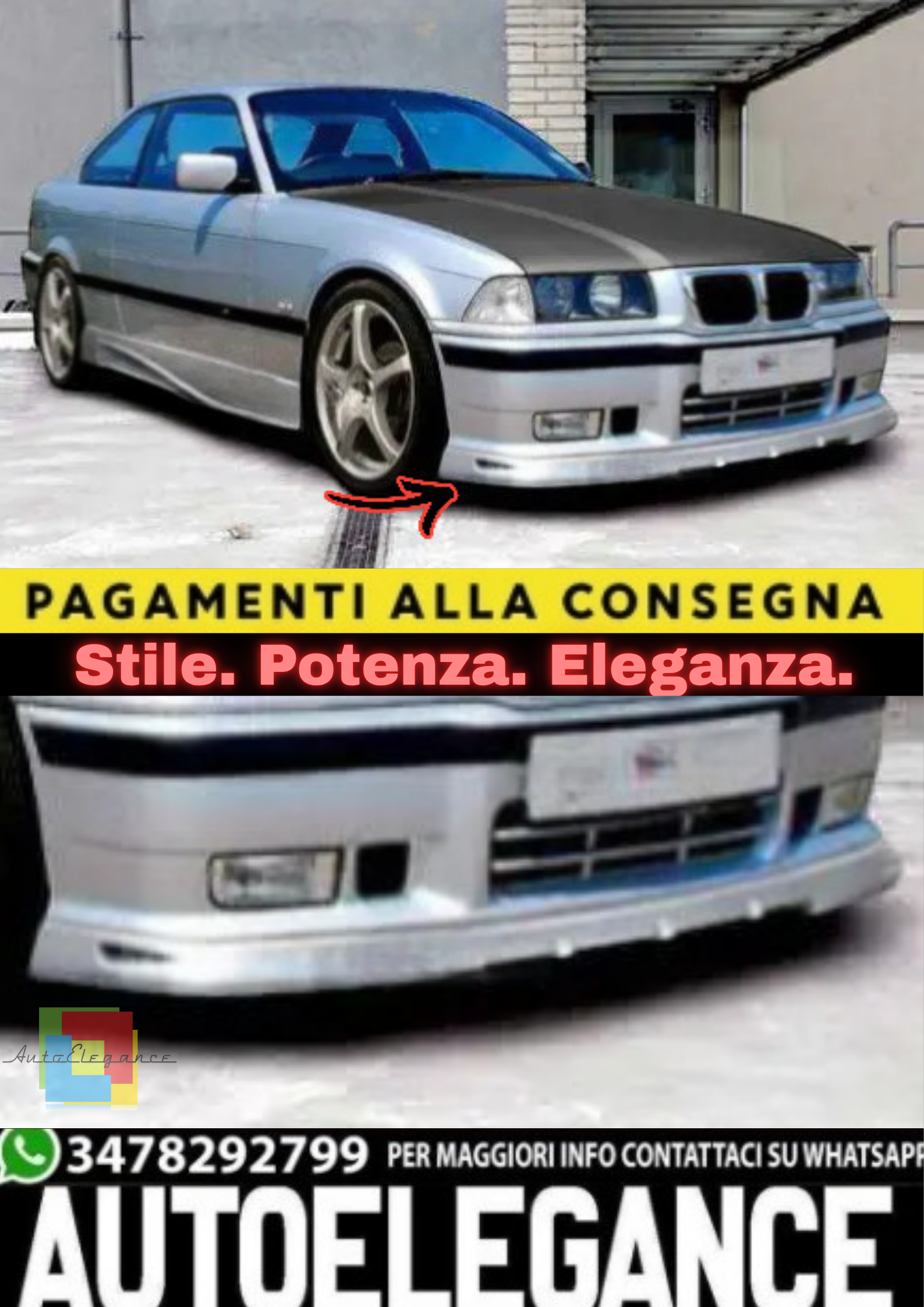 Set 6 Spoiler Sottoparaurti In Gomma Nera Lucida - Adesivi Universali Per Auto - Protezione E Finitura Estetica
