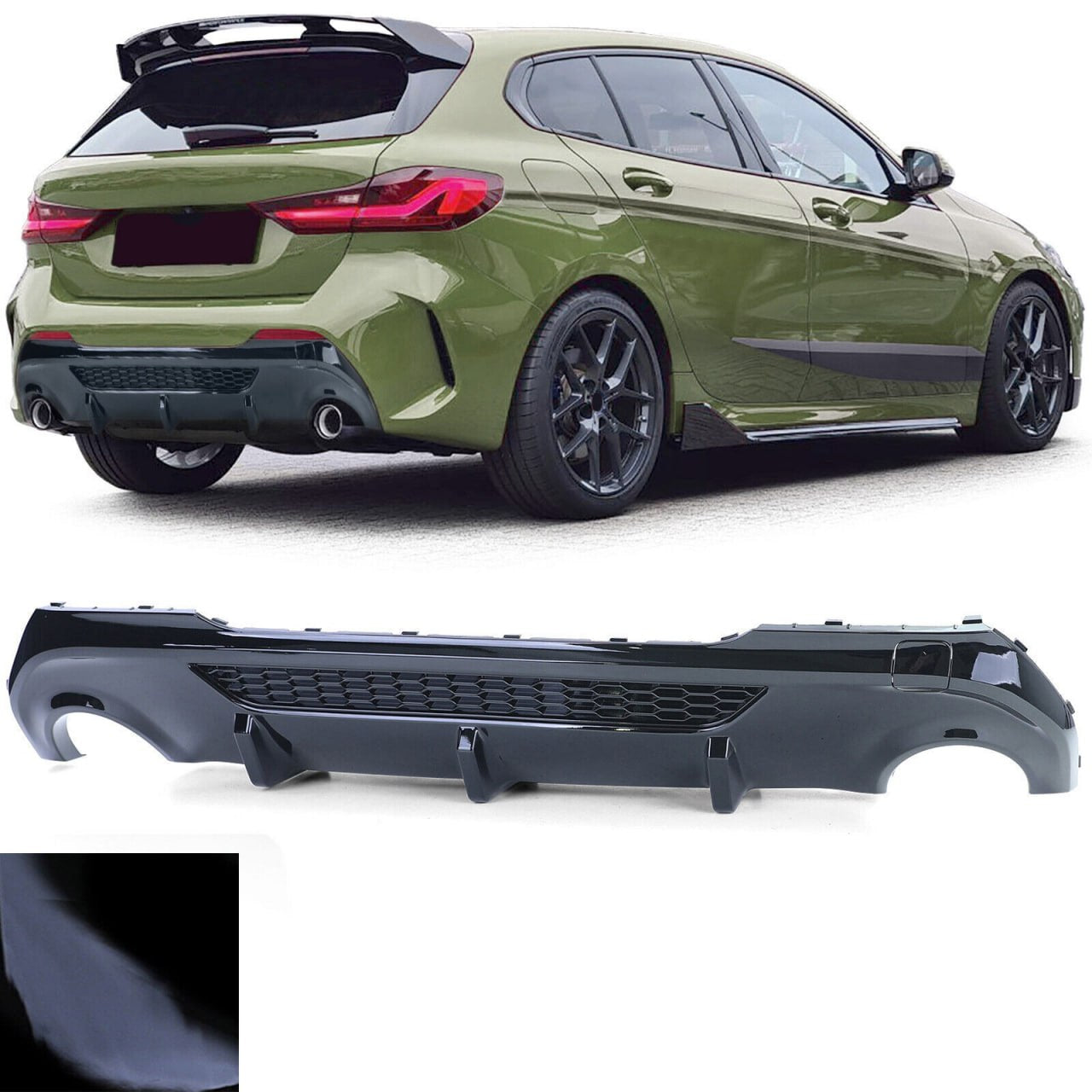 DIFFUSORE ADATTO PER BMW SERIE 1 F40 MSPORT NERO LUCIDO