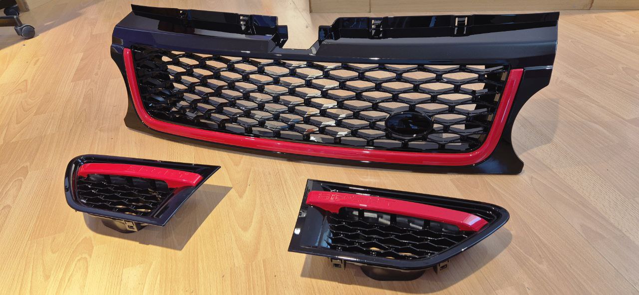 GRIGLIA RANGE ROVER SPORT L320 2009-2013 LIFT LOOK Autobiography NERO LUCIDO PROFILO ROSSO