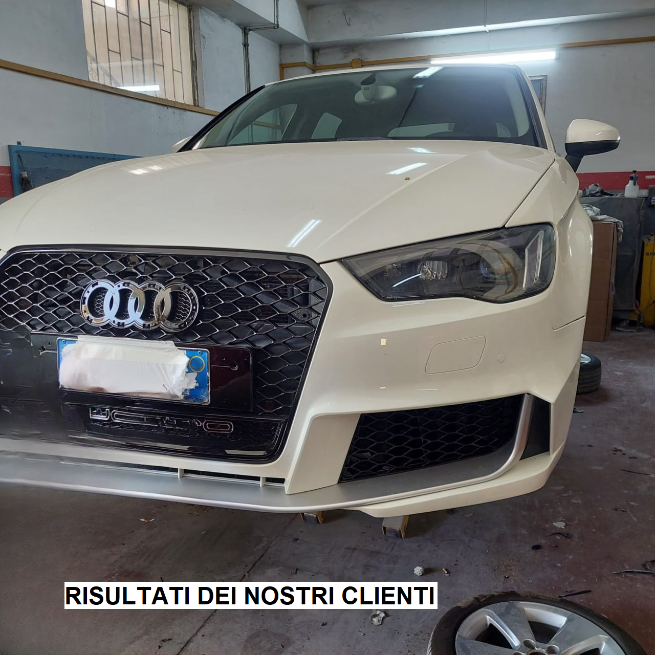 PARAURTI ANTERIORE ADATTO PER AUDI A3 8V 2012-2016 LOOK RS3 + GRIGLIA QUATTRO