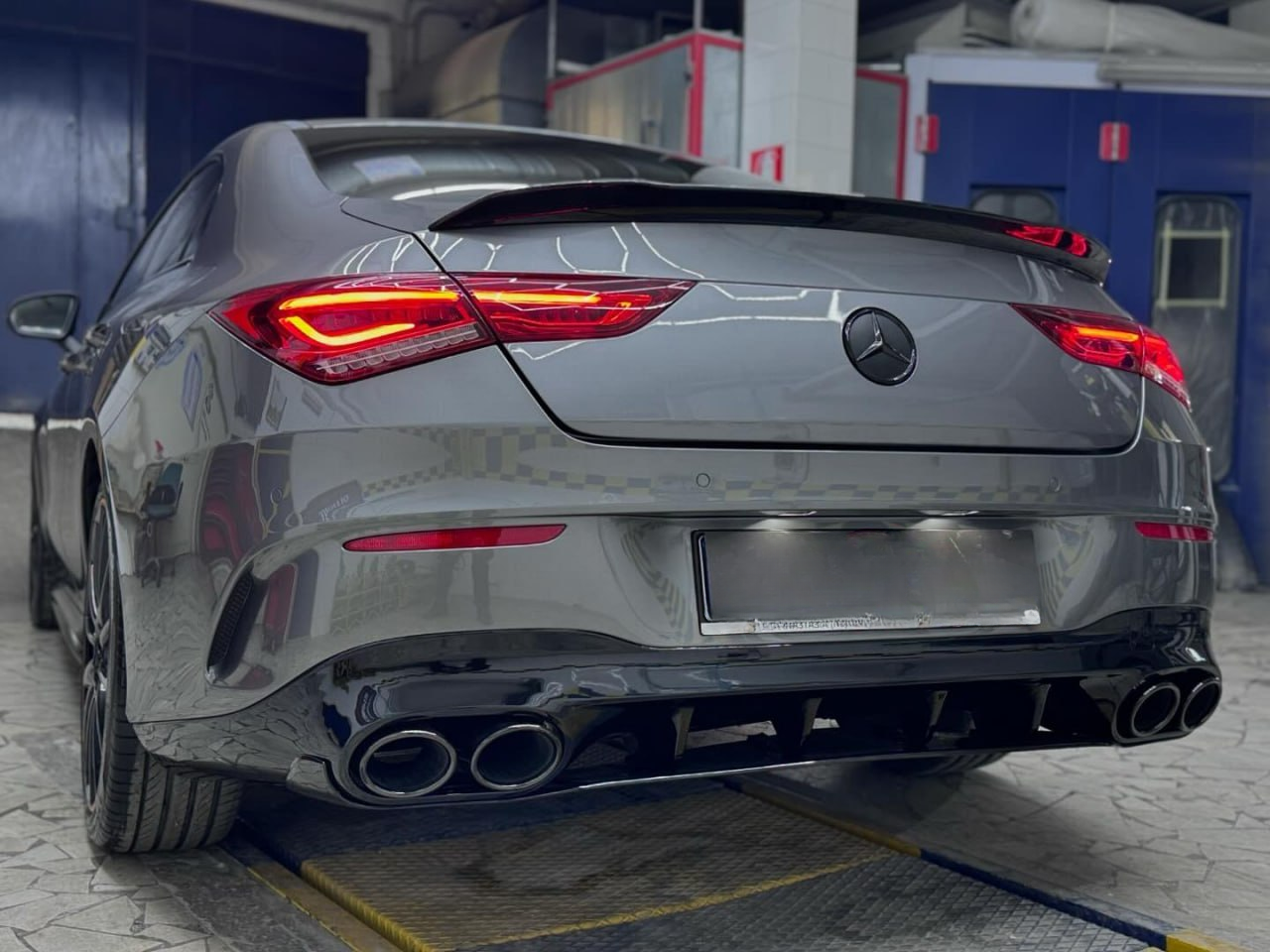 0428⭐MERCEDES CLA COUPE W118 SPOILER POSTERIORE COFANO ABS LOOK AMG NERO LUCIDO⭐