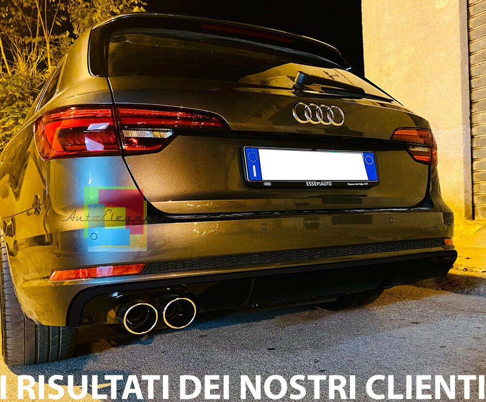0445🔥DIFFUSORE POSTERIORE NERO LUCIDO PER AUDI A4 B9 8W 2015–2018 2 USCITE SX🔥