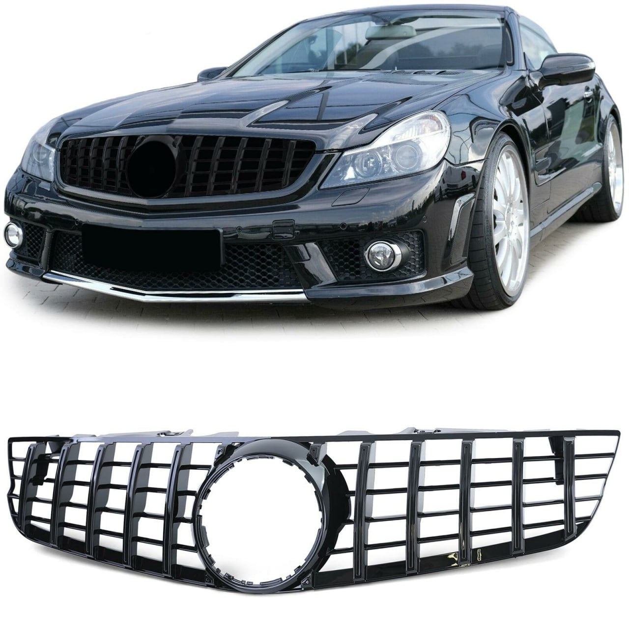 💕GRIGLIA MERCEDES SL R230 2008-2011 LOOK GT NERO LUCIDO💕