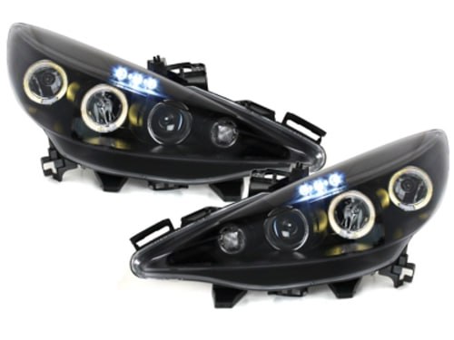 ๐ART. 1741 FARI ANTERIORI PEUGEOT 207 207CC 2006-2012 NERI ANGEL EYES ๐