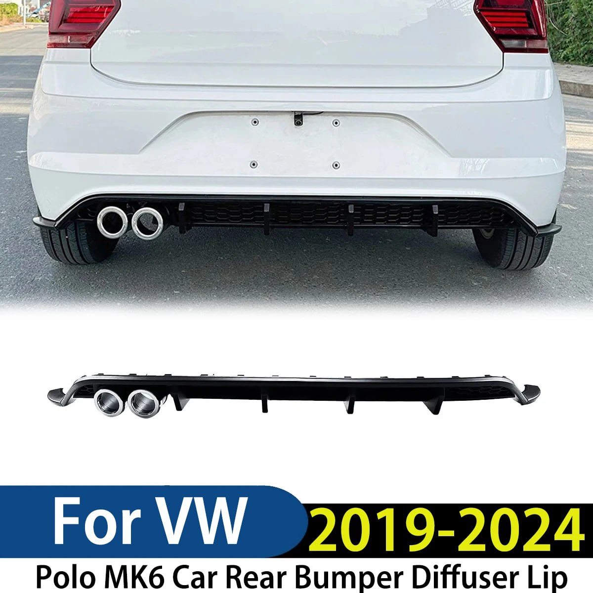 💕ART.9244 DIFFUSORE POLO AW1 18-24 LOOK GTI NERO LUCIDO CON TERMINALI CROMATI💕